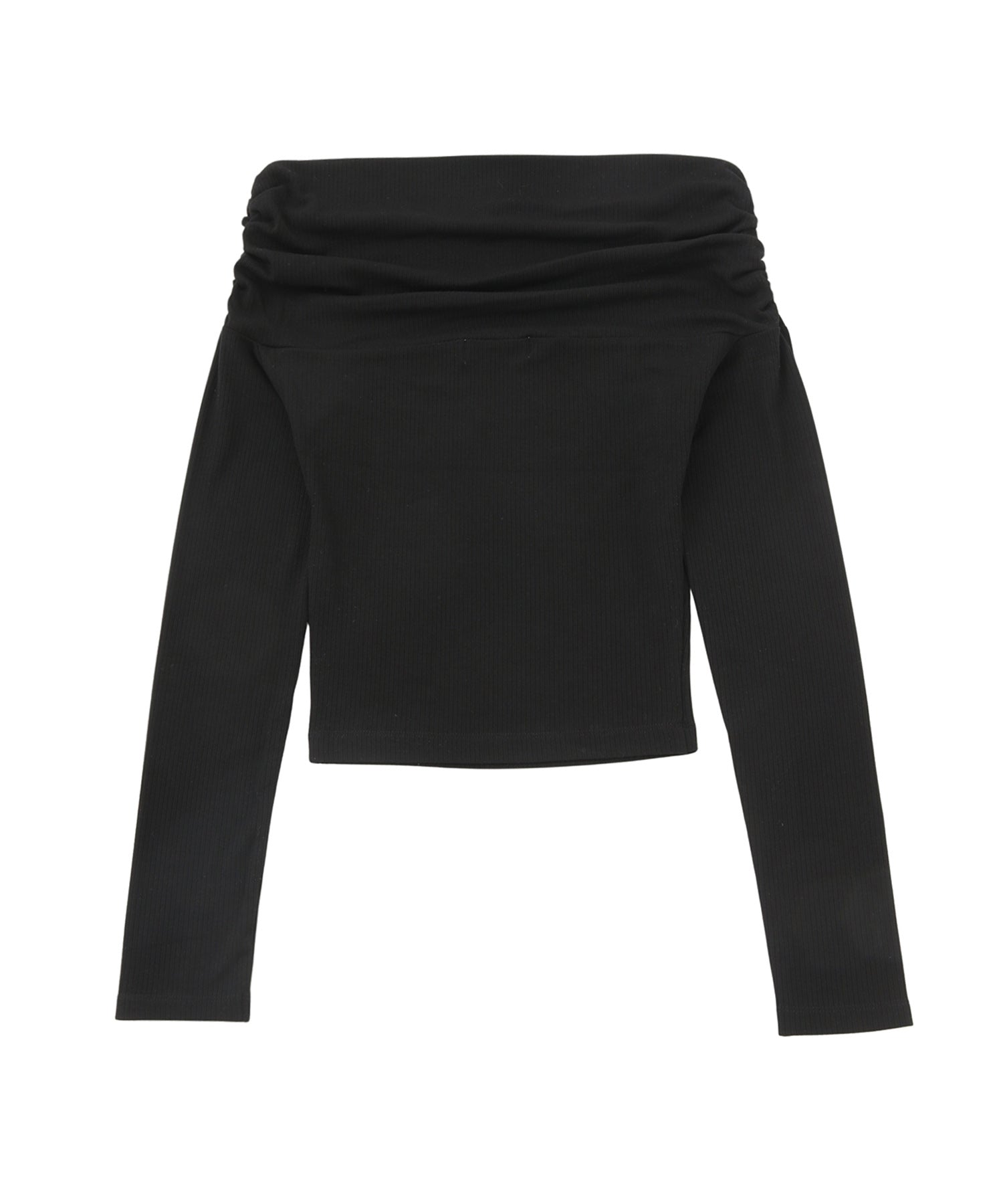 ギャザーオフショルダーリブロンT