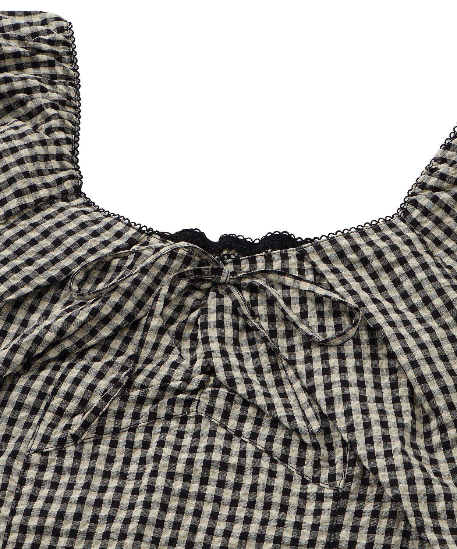 フロントリボンフレンチスリーブシャツブラウス