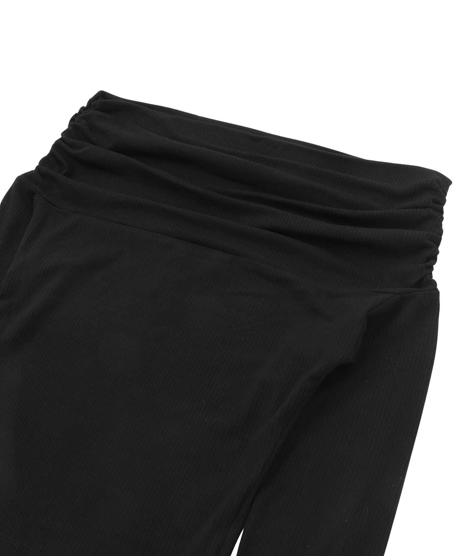 ギャザーオフショルダーリブロンT