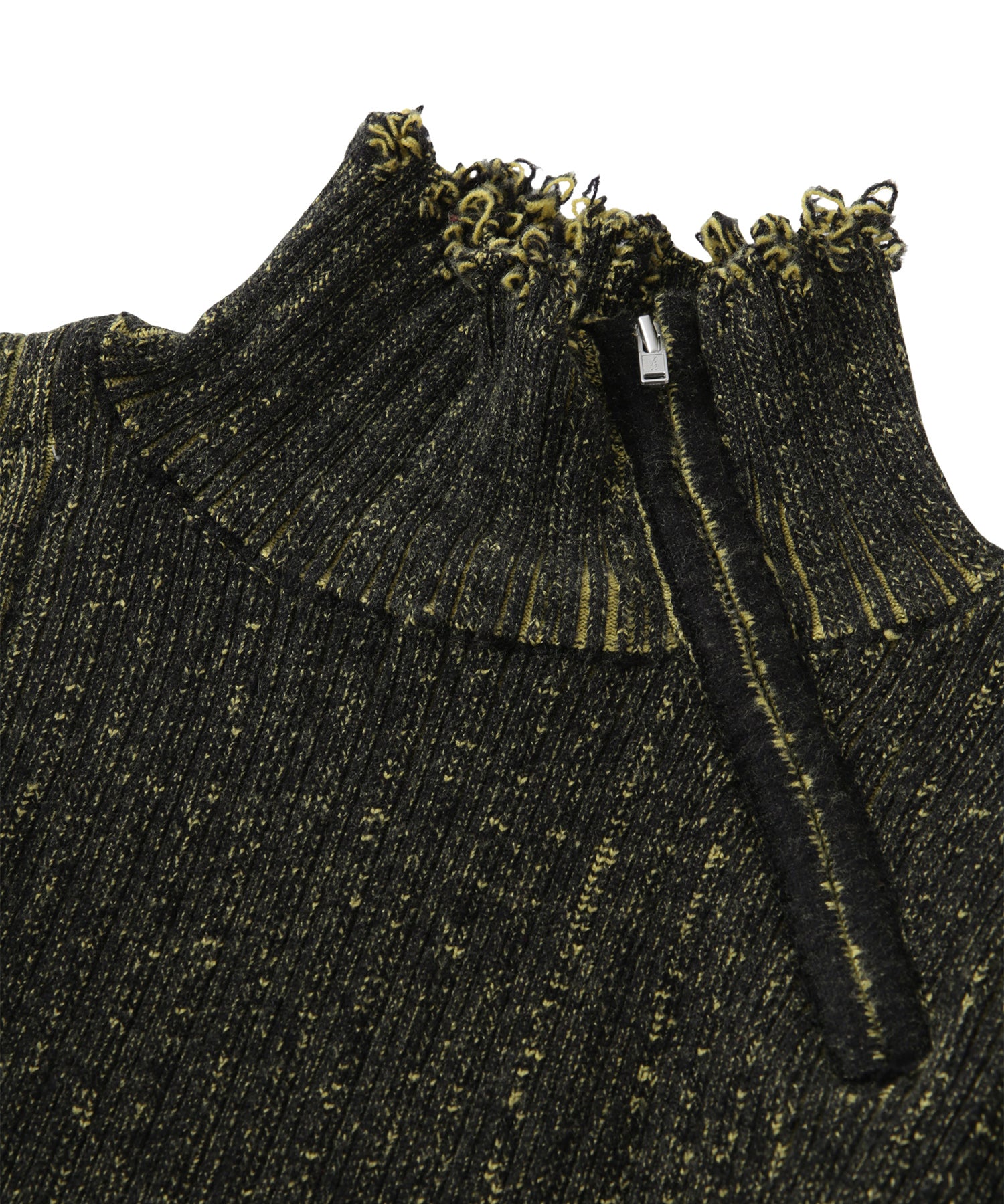 ランダムリブタートルニットトップス