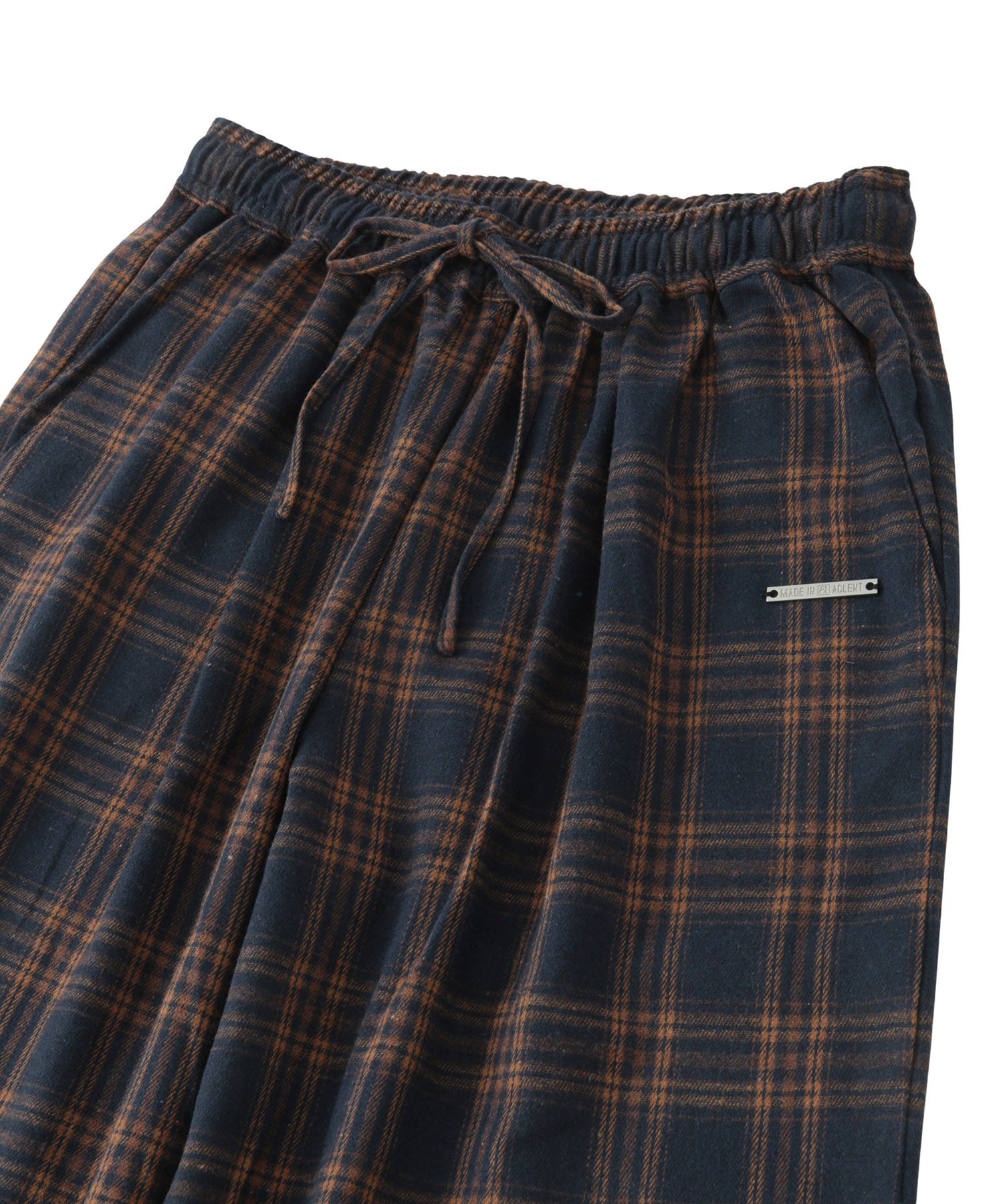 Loose straight check pants