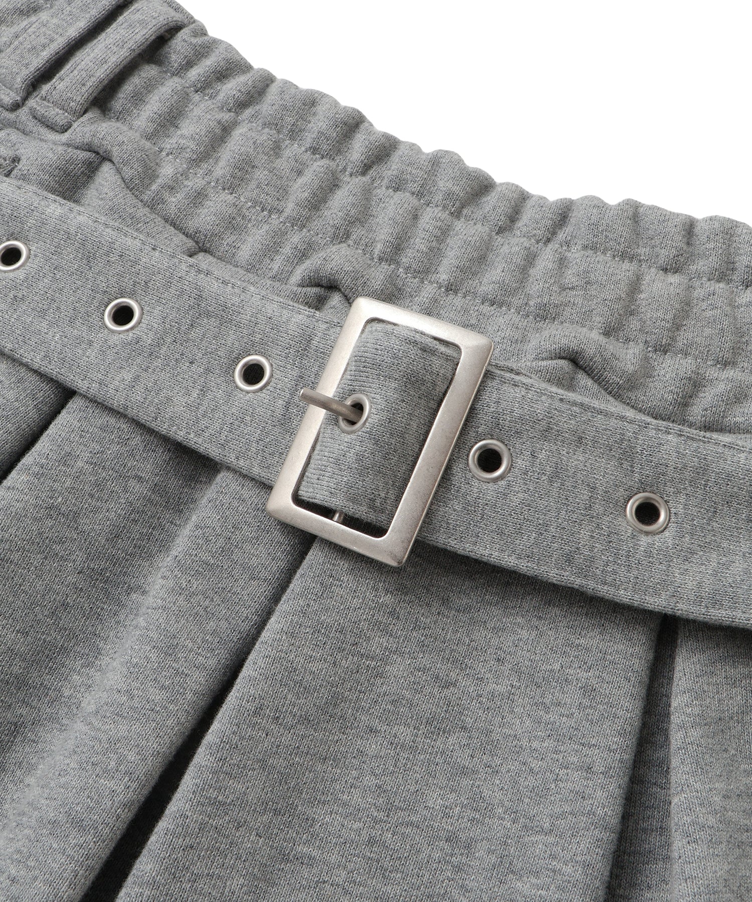 Leather Patch Pleated Skirt