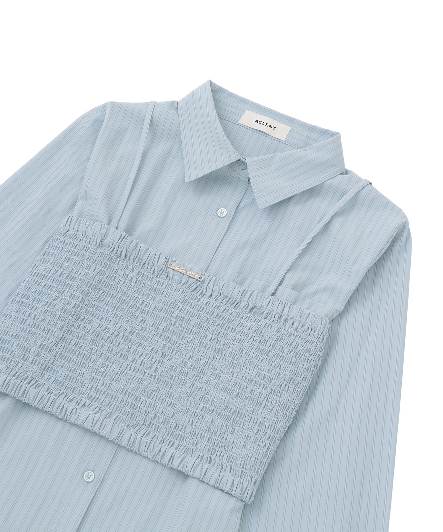 ストライプシャツビスチェアンサンブル