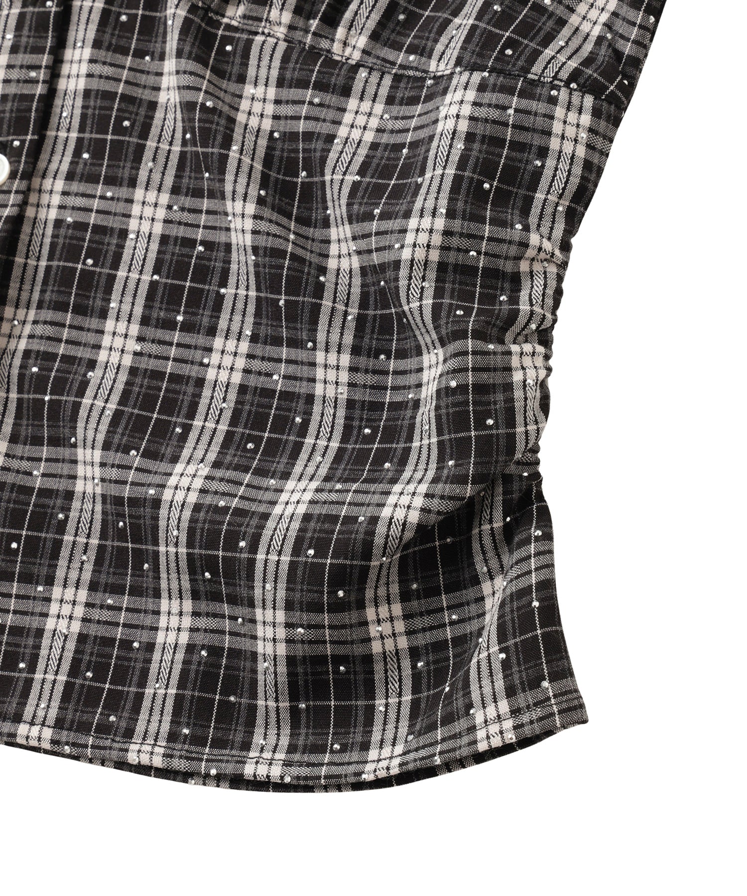 Rhinestone Sleeveless Check Shirt
