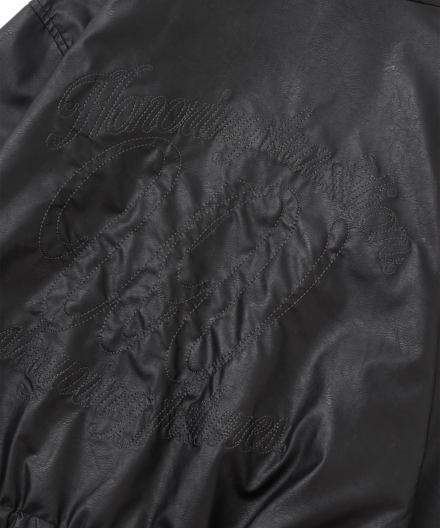 フェイクレザースタンドネックコンパクトブルゾン