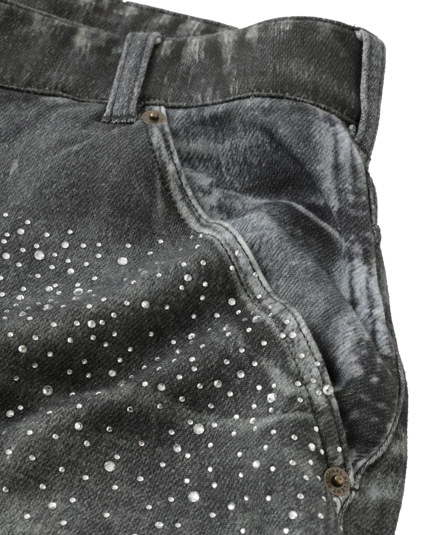 Printed Sweatpants – Double Knee Denim Rhinestone