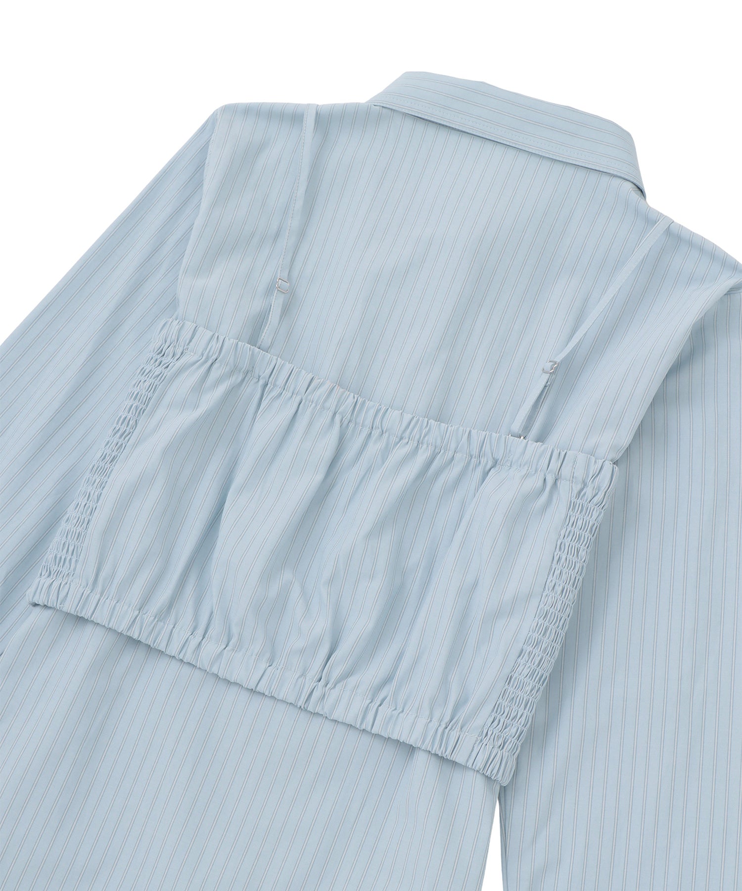 ストライプシャツビスチェアンサンブル