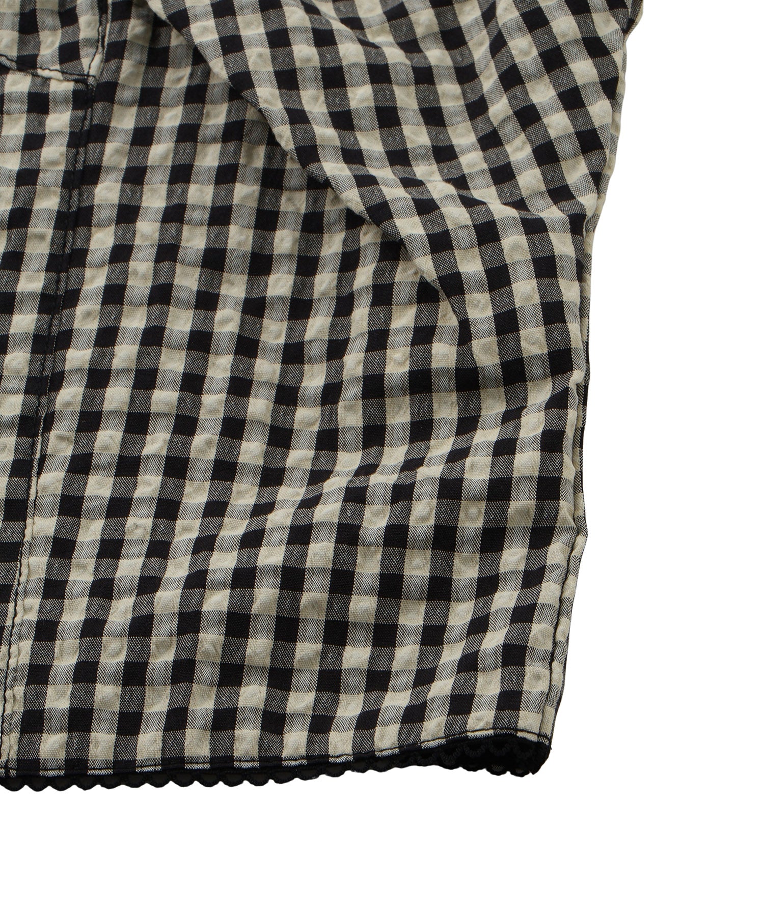 フロントリボンフレンチスリーブシャツブラウス