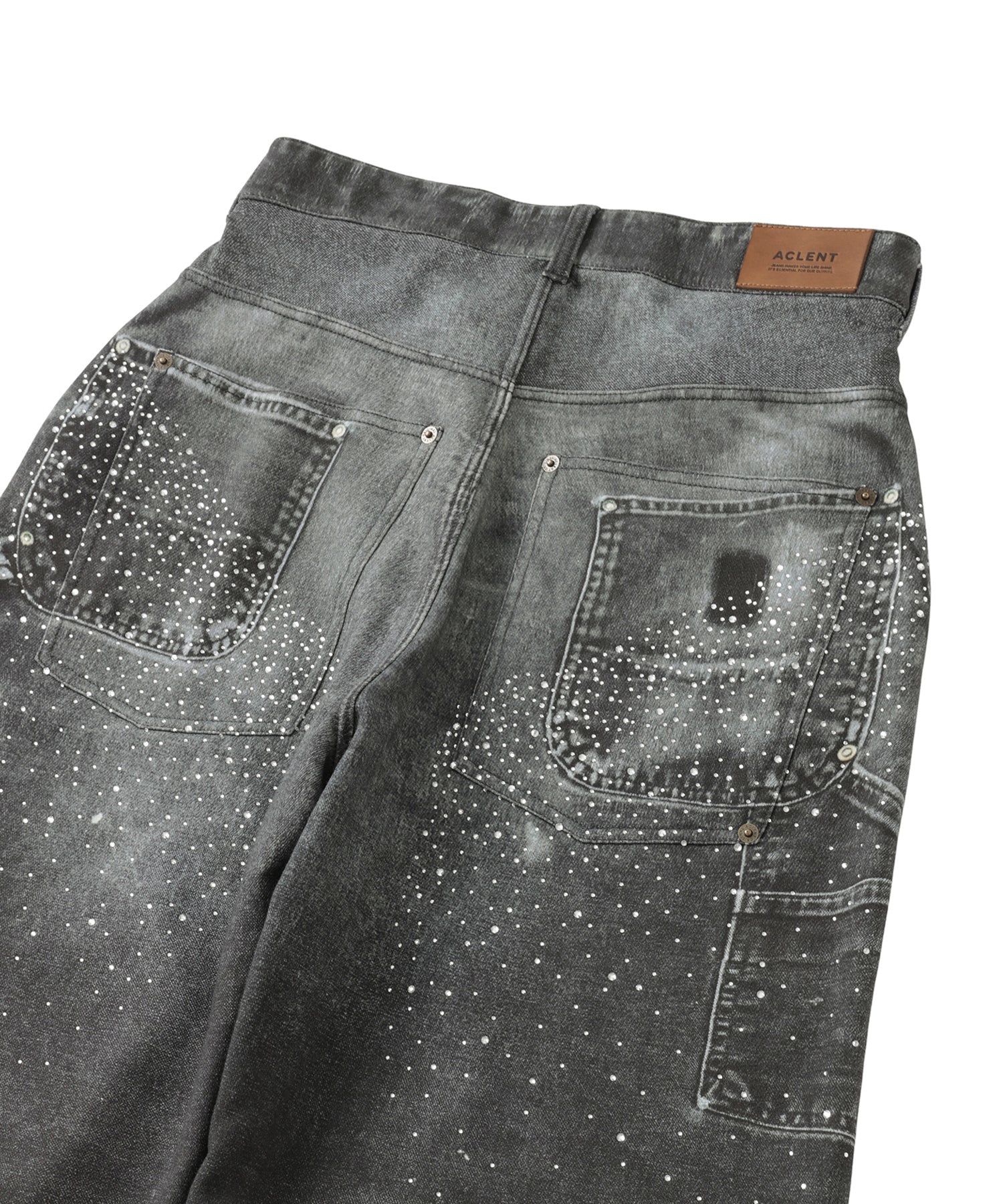 Printed Sweatpants – Double Knee Denim Rhinestone