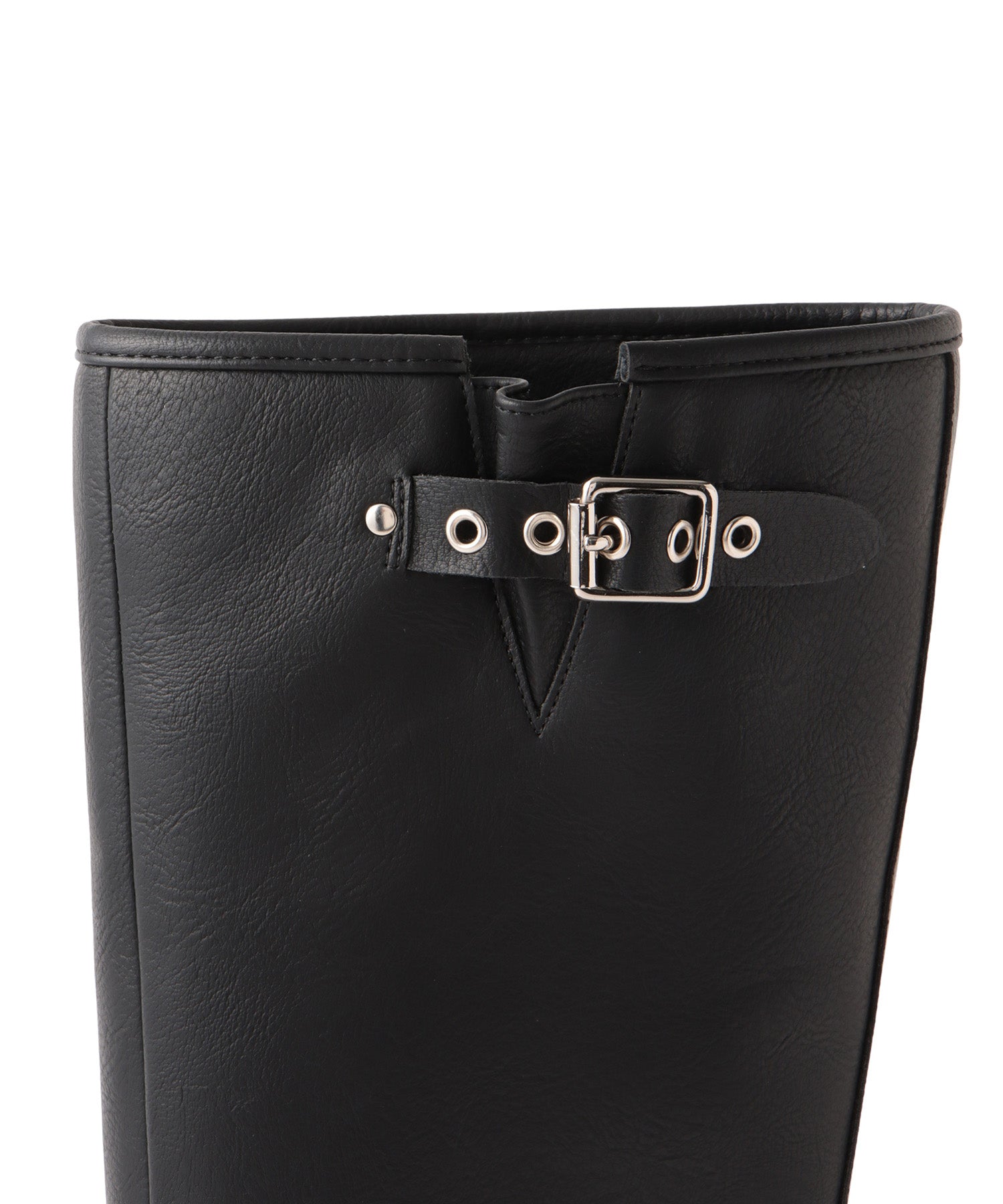 ラウンドバックルロングブーツ