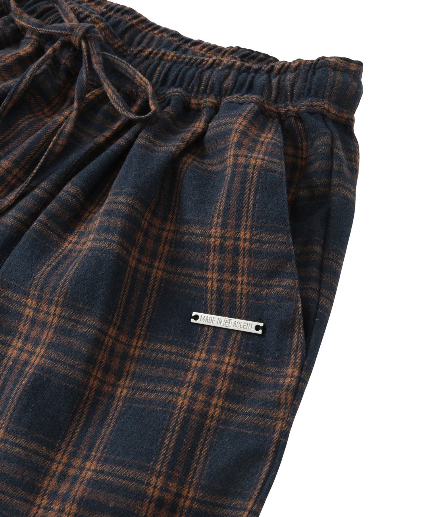 Loose straight check pants