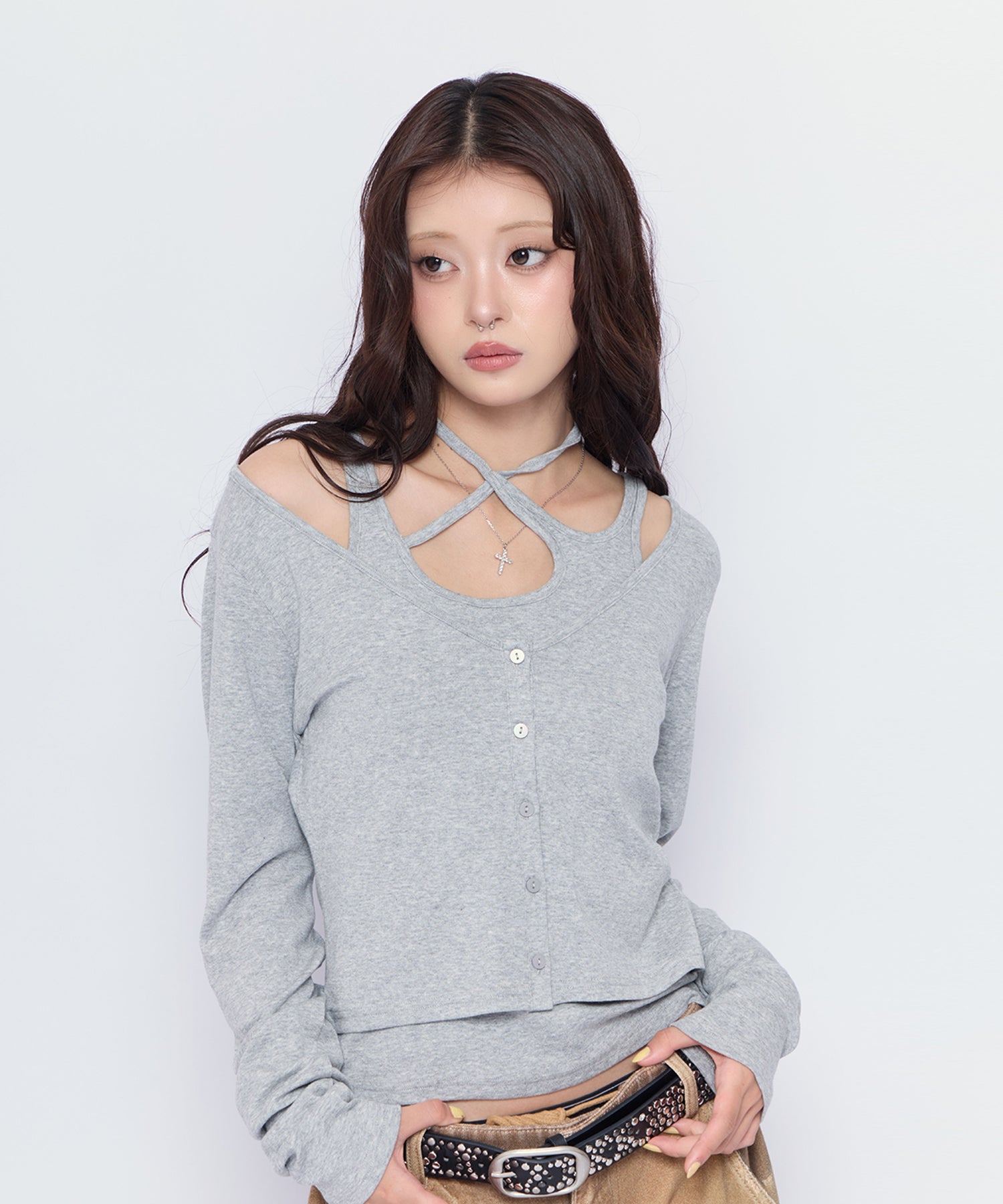 MODEL:160cm/COLOR:GRY/SIZE:F