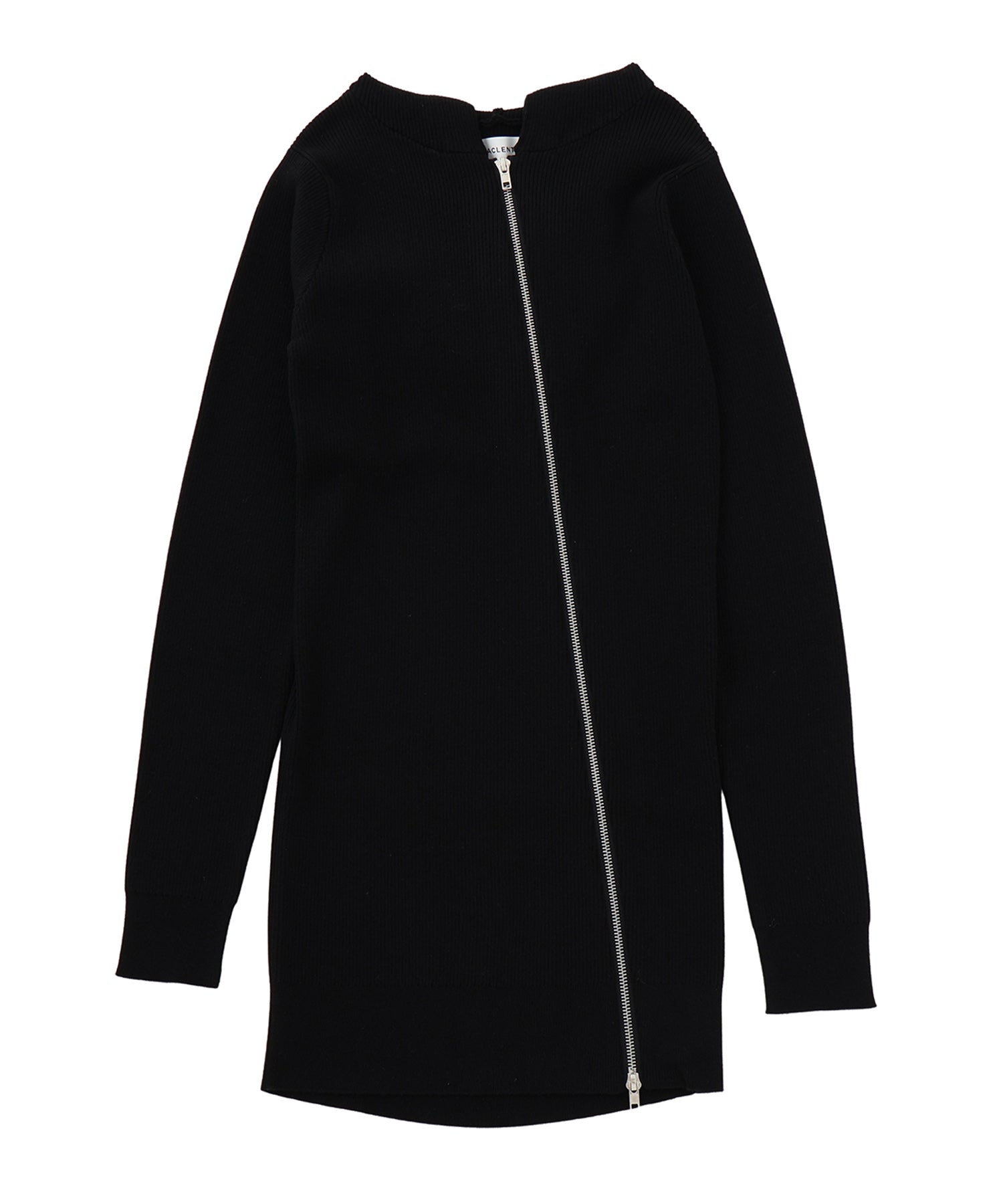 アシンメトリージップミニニットワンピース