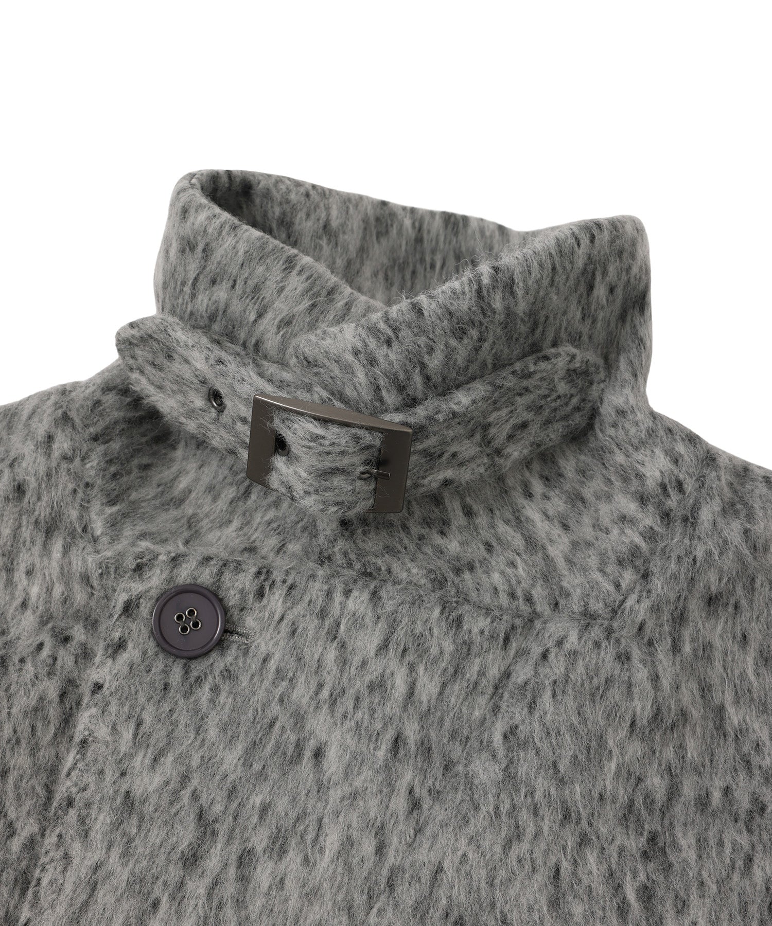 スタンドカラーシャギーロングコート