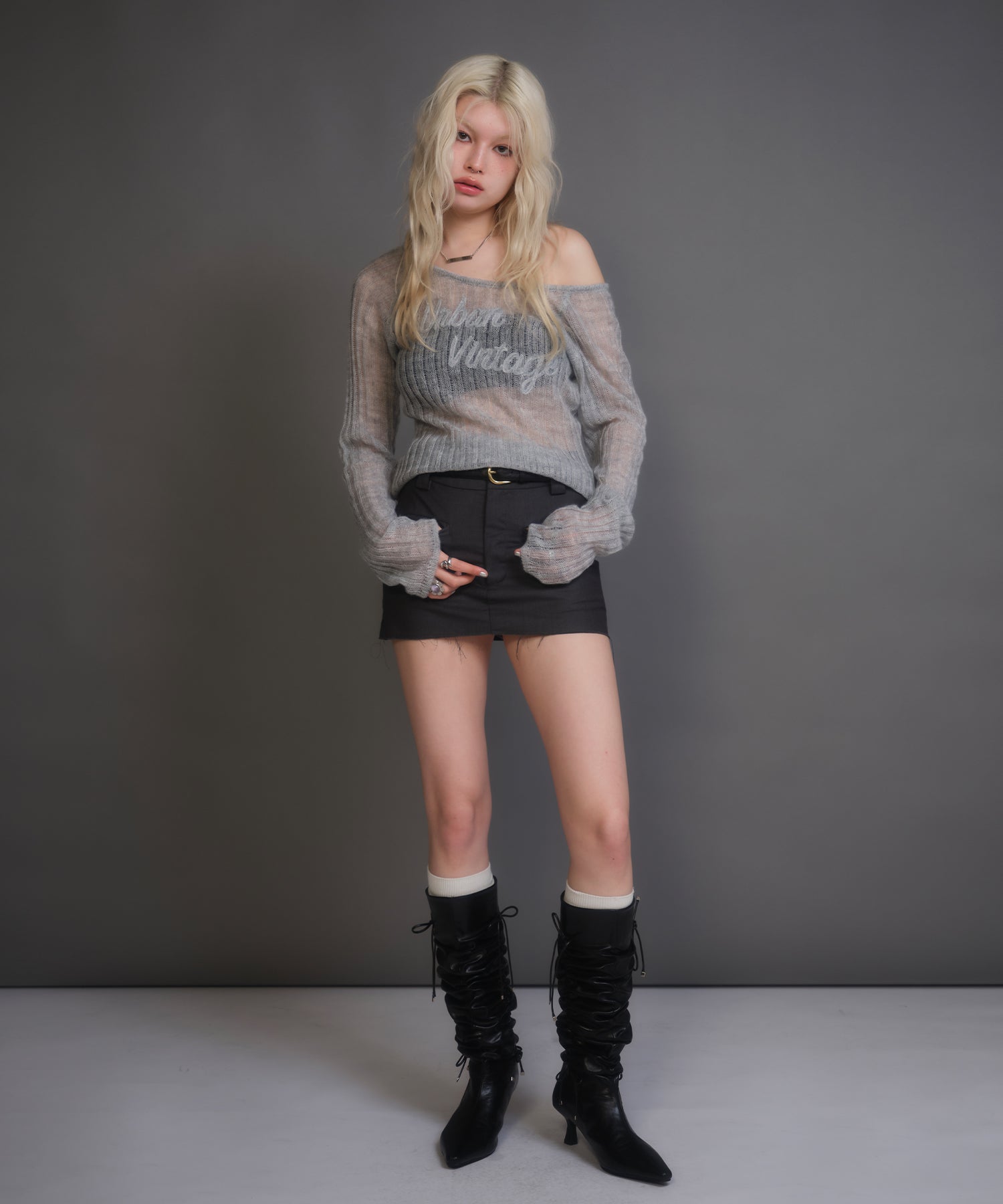 MODEL:170cm/COLOR:GRAY/SIZE:F