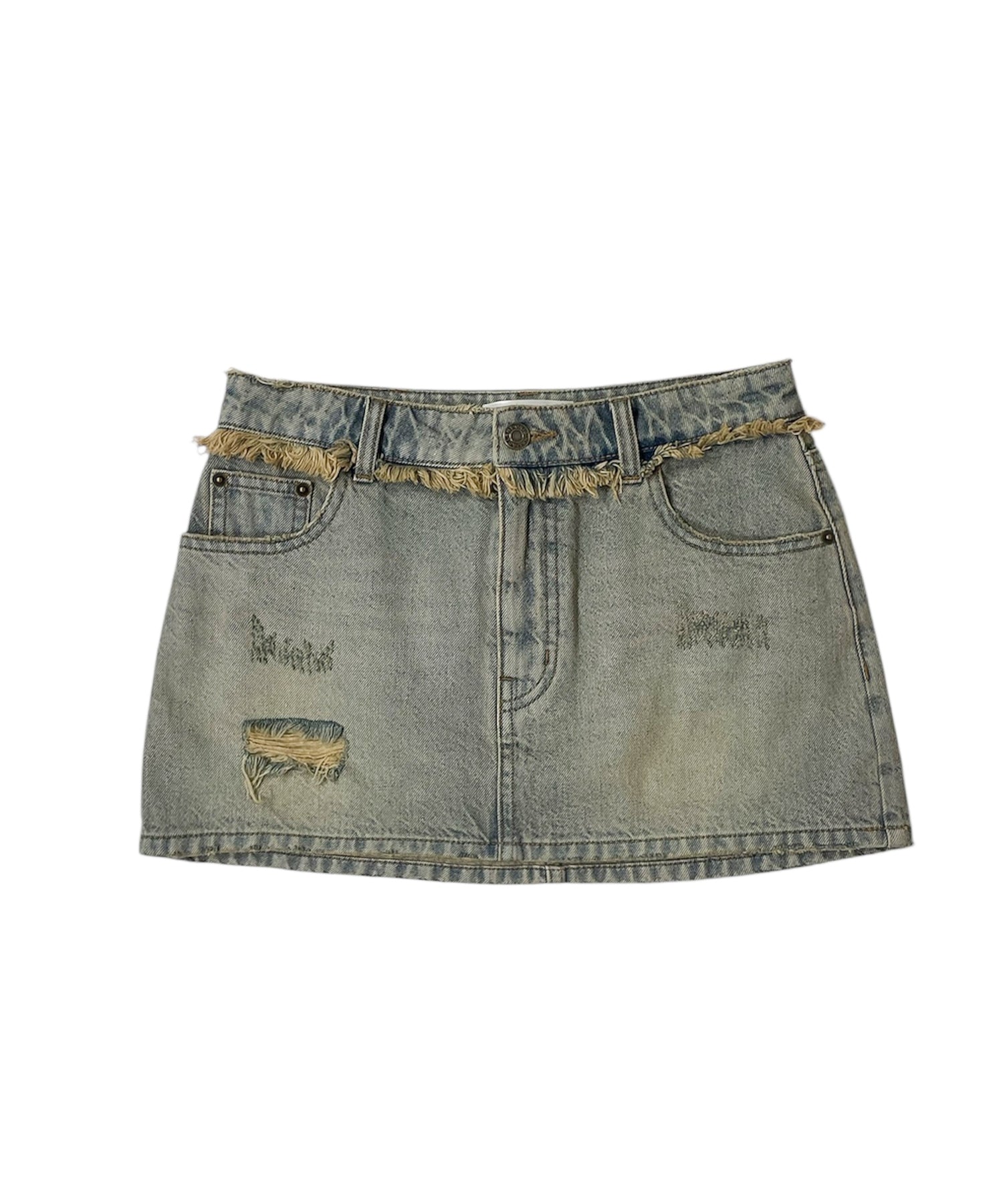 ローライズダメージデニムミニスカート