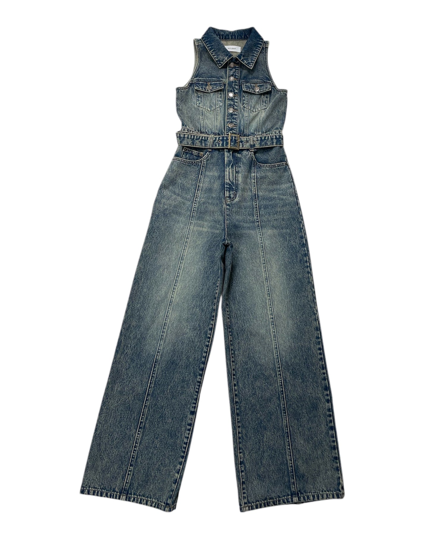 ノースリーブデニムオールインワン