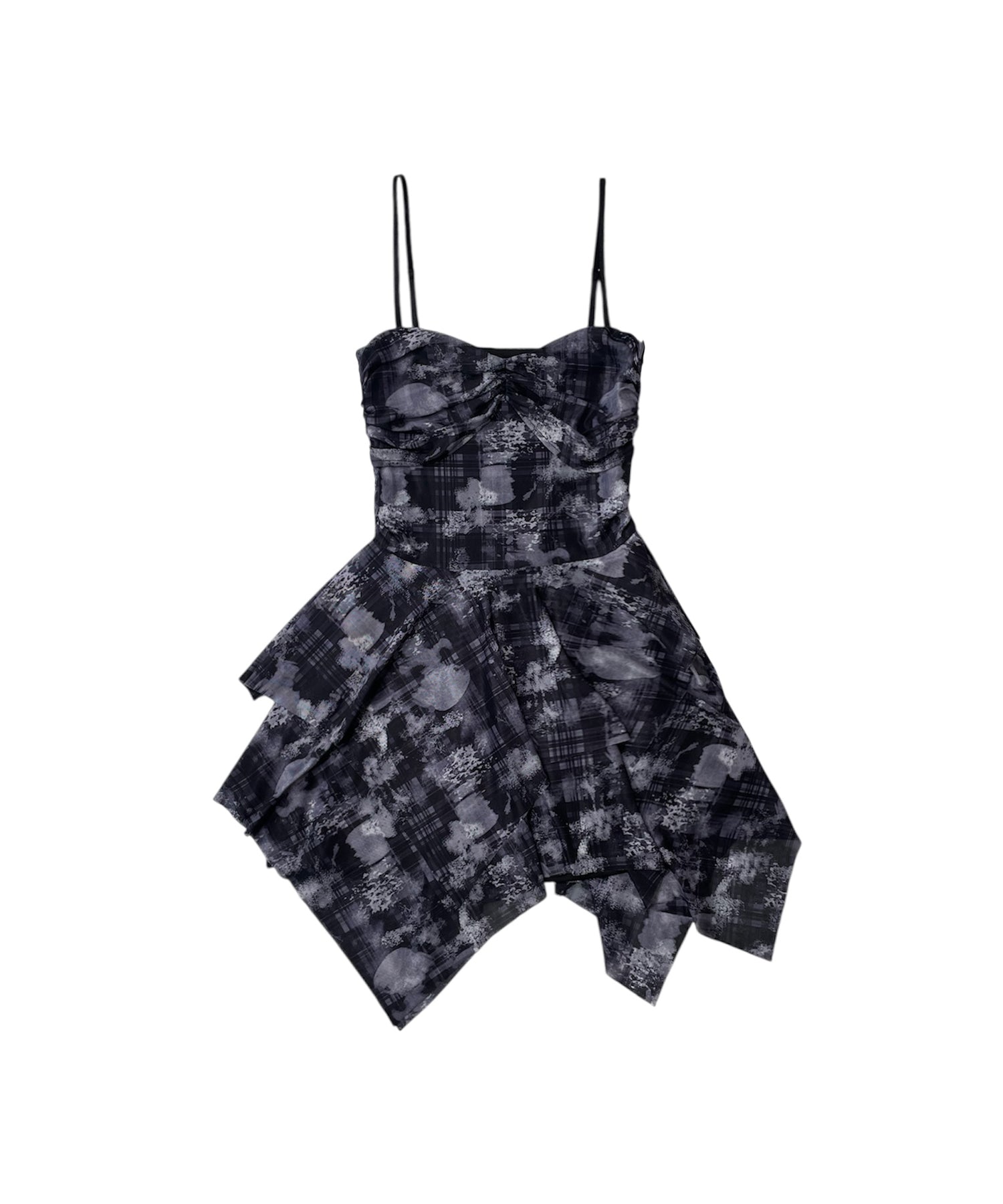 チェックチュールミニワンピース