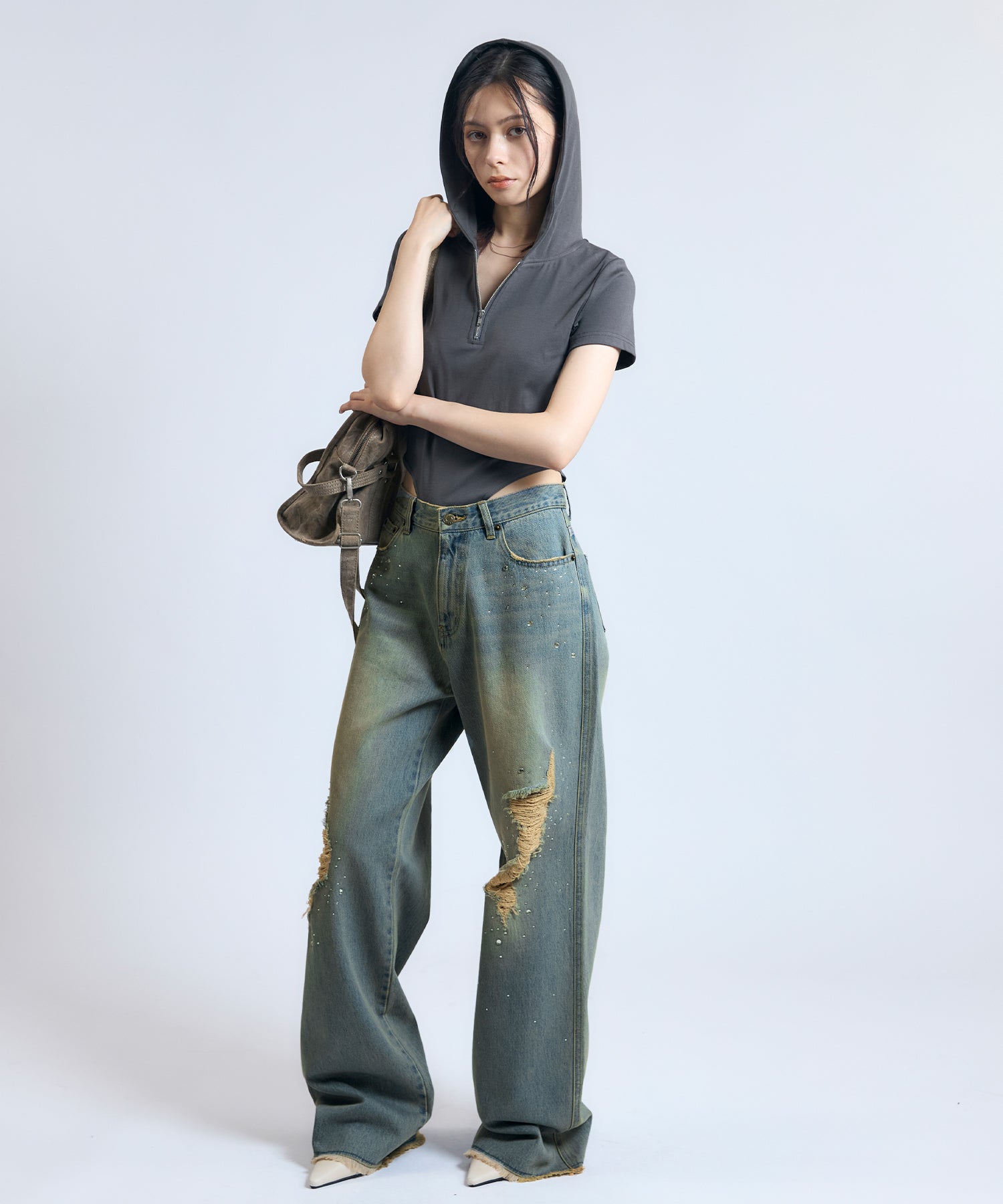 MODEL:163cm/COLOR:DARK GRAY/SIZE:F