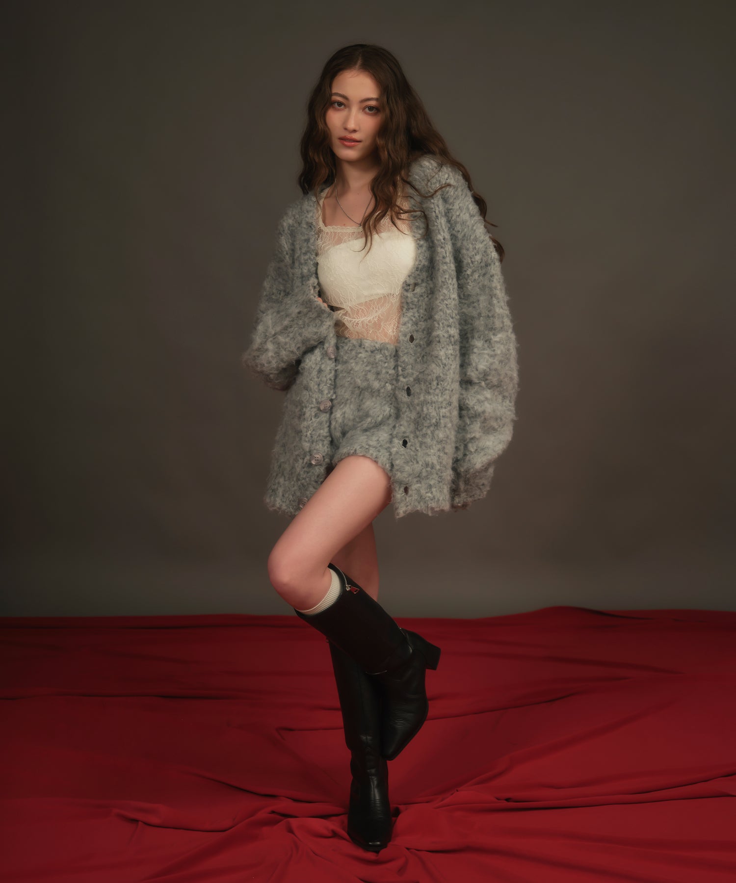 MODEL:163cm/COLOR:LIGHT GRAY/SIZE:F