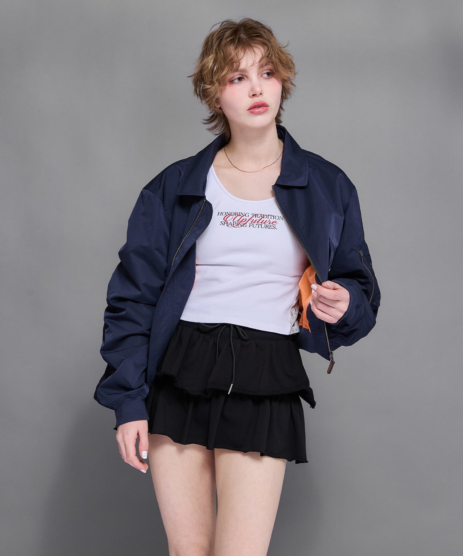 MODEL:170cm/COLOR:NAVY/SIZE:F