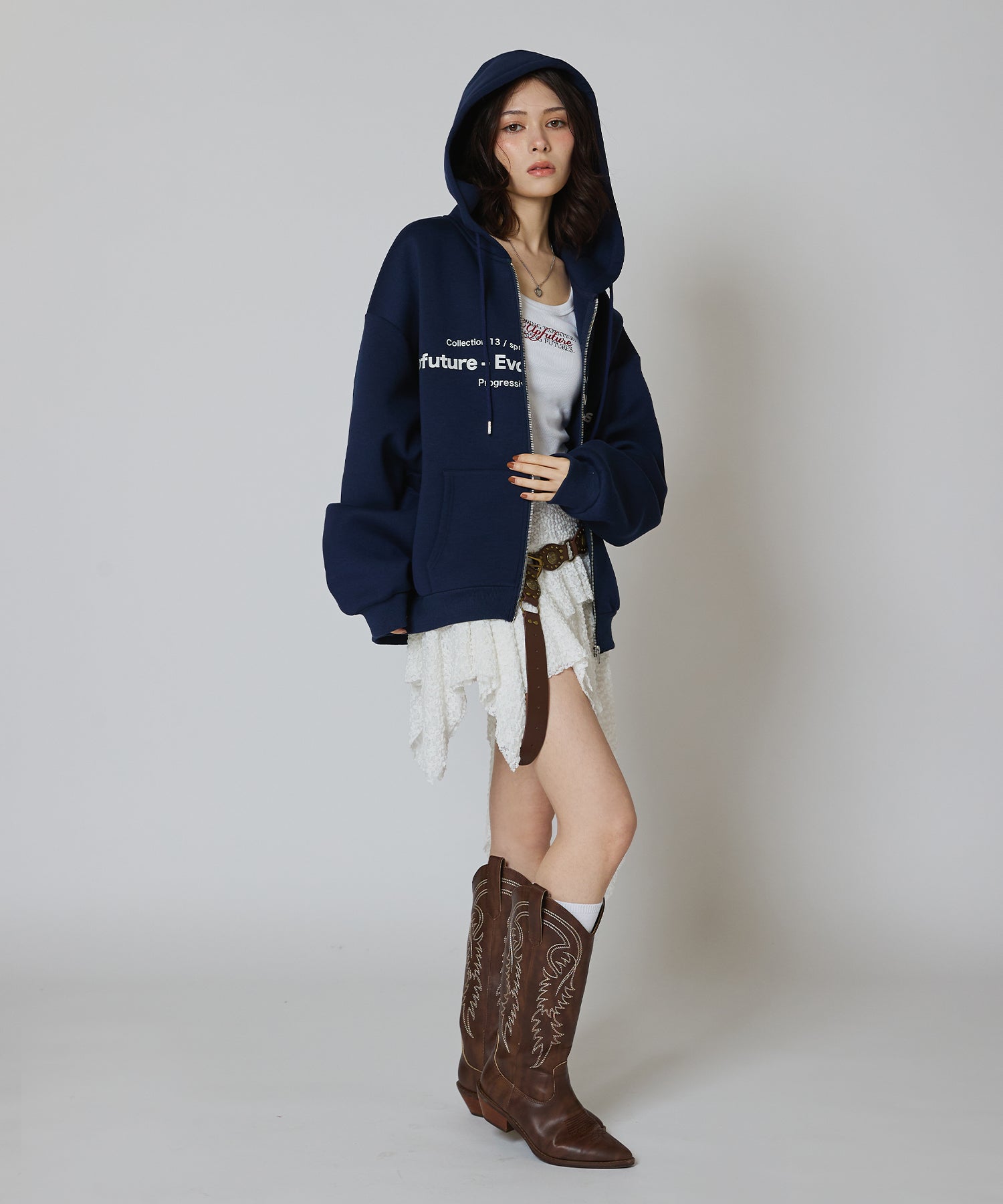 MODEL:163cm/COLOR:NAVY/SIZE:F