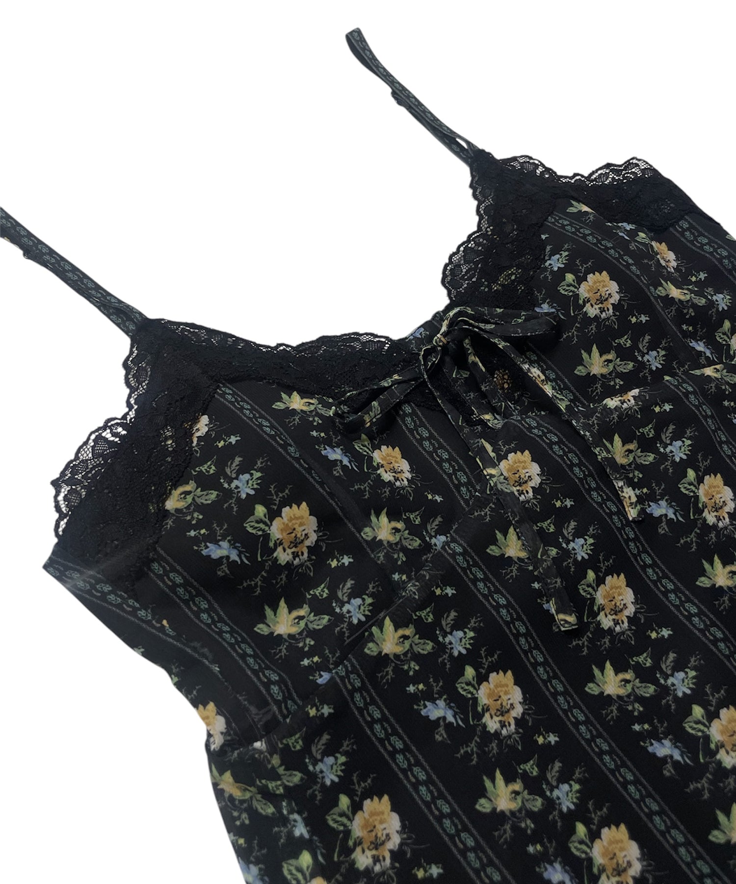 レーストリムフラワーパターンミニワンピース