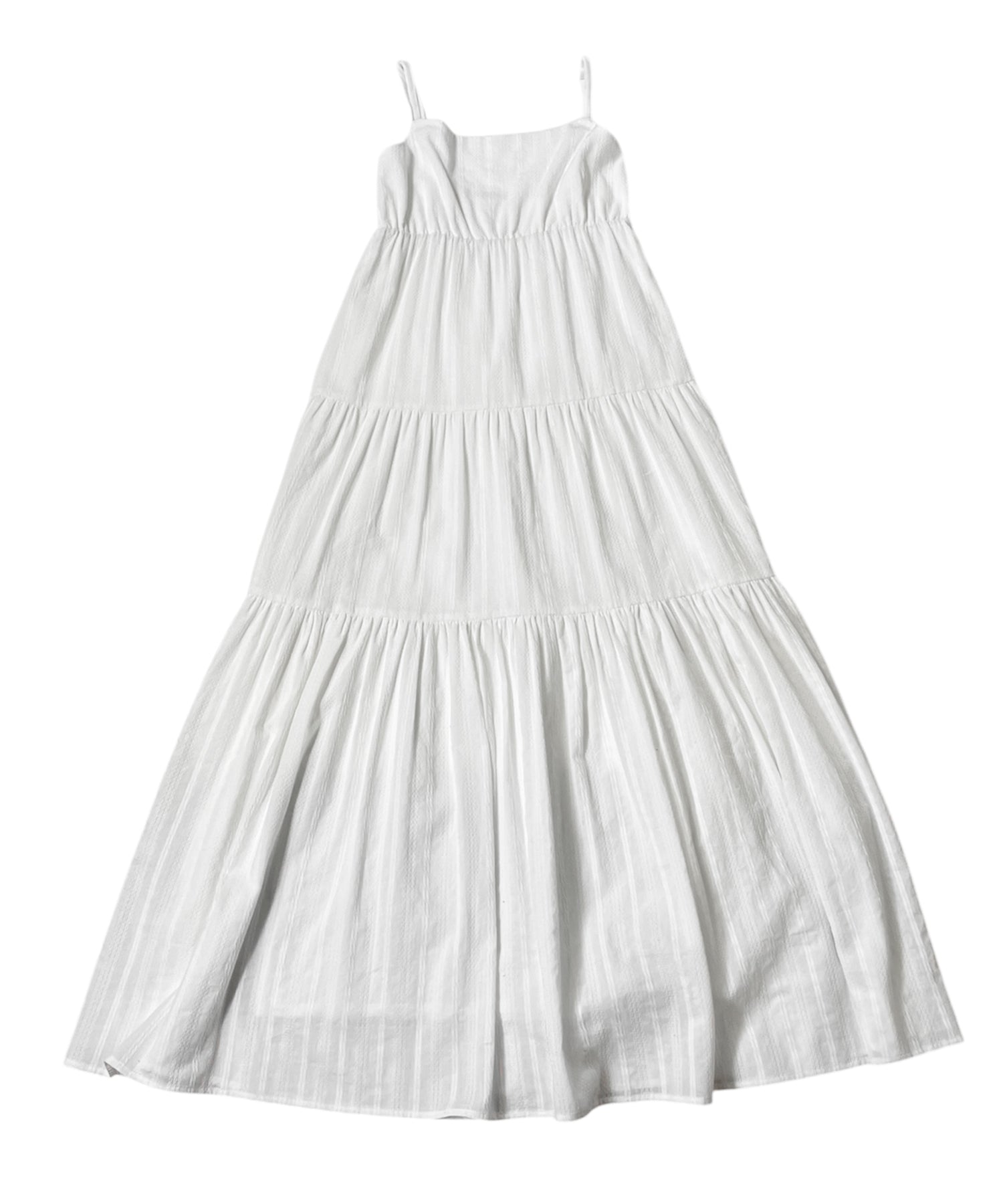 コットンティアード2wayストラップロングワンピース