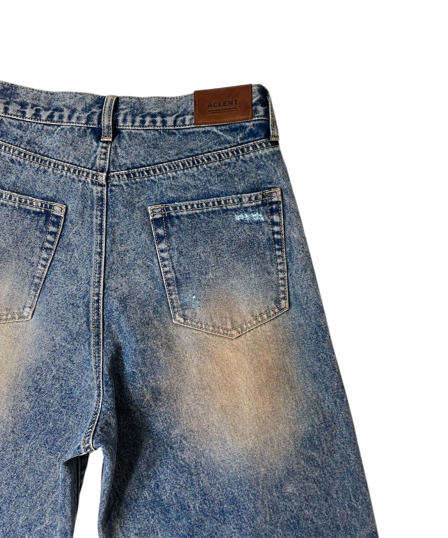 ダブルニーワイドストレートJ/Wデニムパンツ