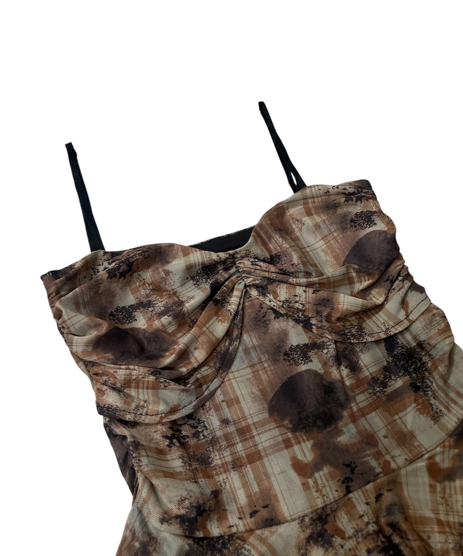 チェックチュールミニワンピース