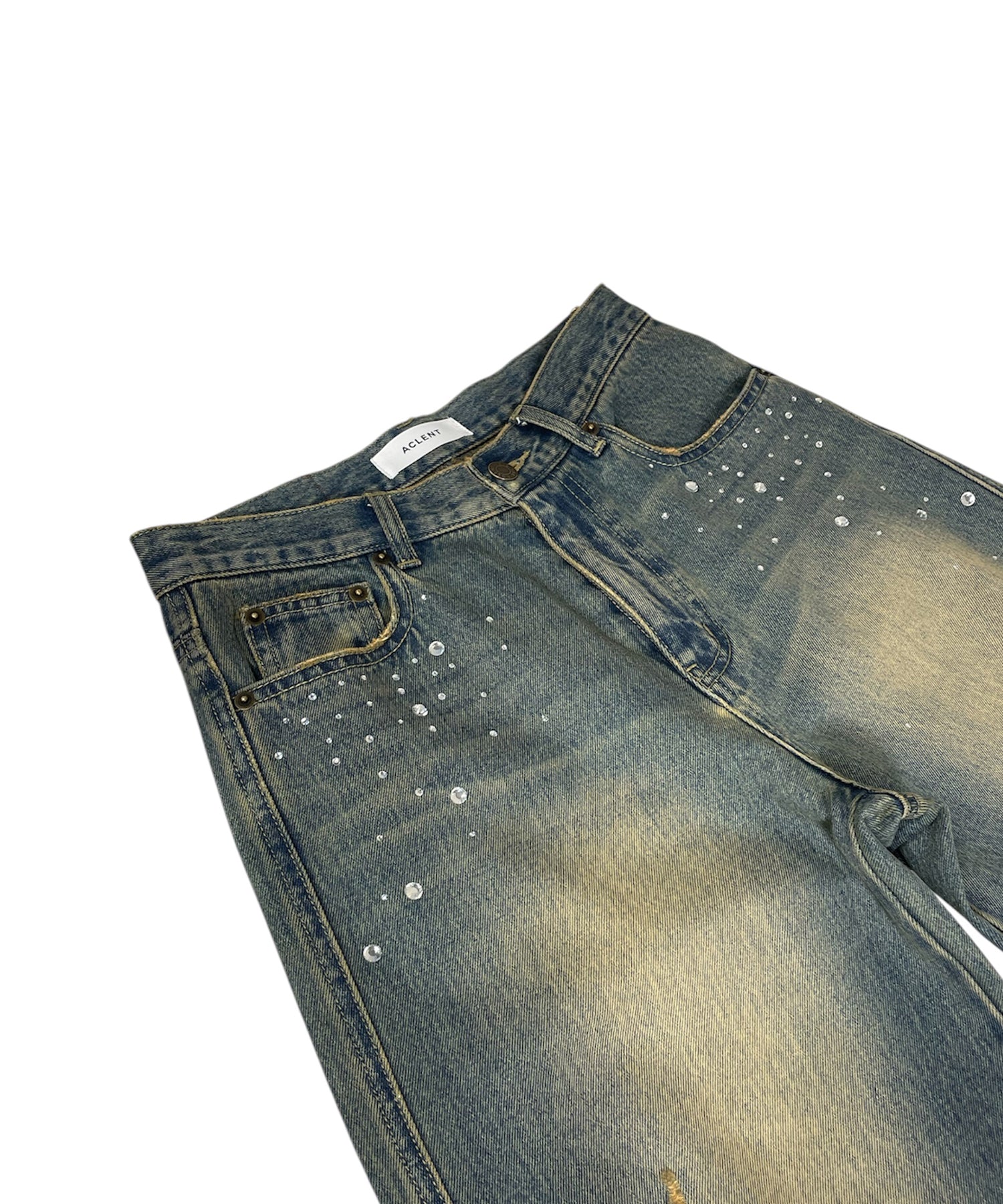 ビジューダメージJ/Wデニムパンツ