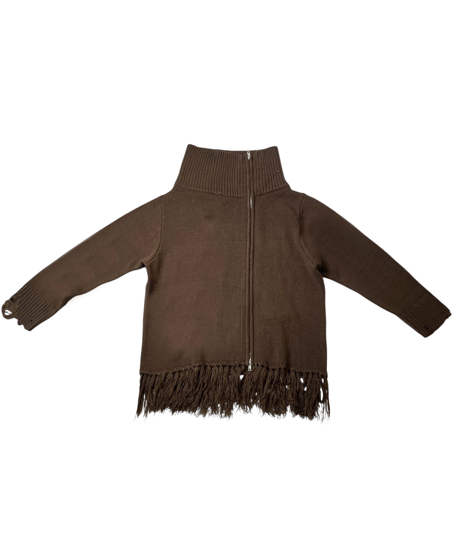 オフショルオーバーフリンジニット