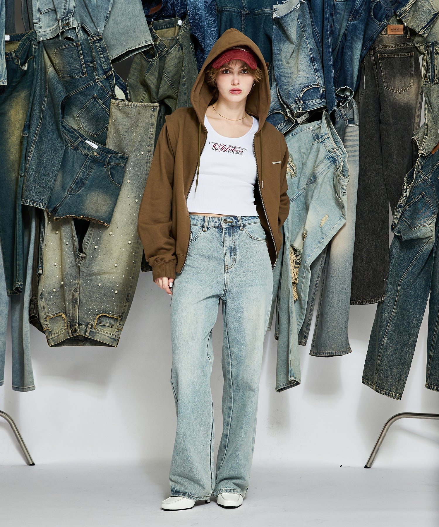 MODEL:170cm/COLOR:LIGHT BROWN/SIZE:F