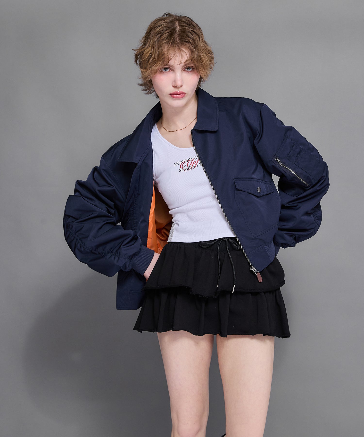 MODEL:170cm/COLOR:NAVY/SIZE:F