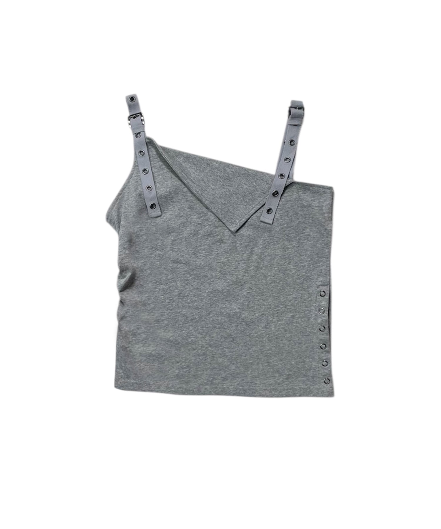 ベルトショルダーアシンメトリートップス