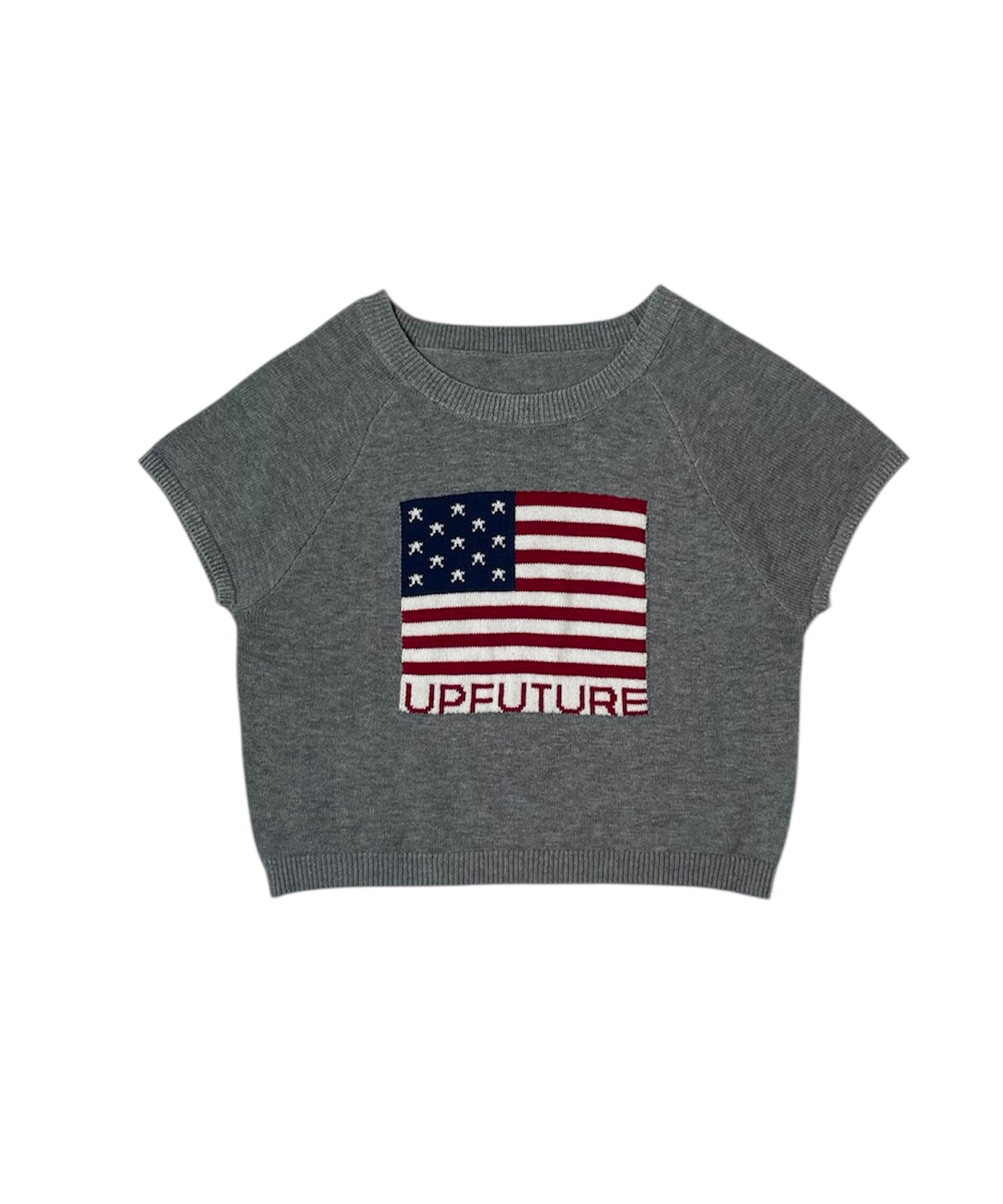 ジャガードロゴコンパクトラグランニットトップ