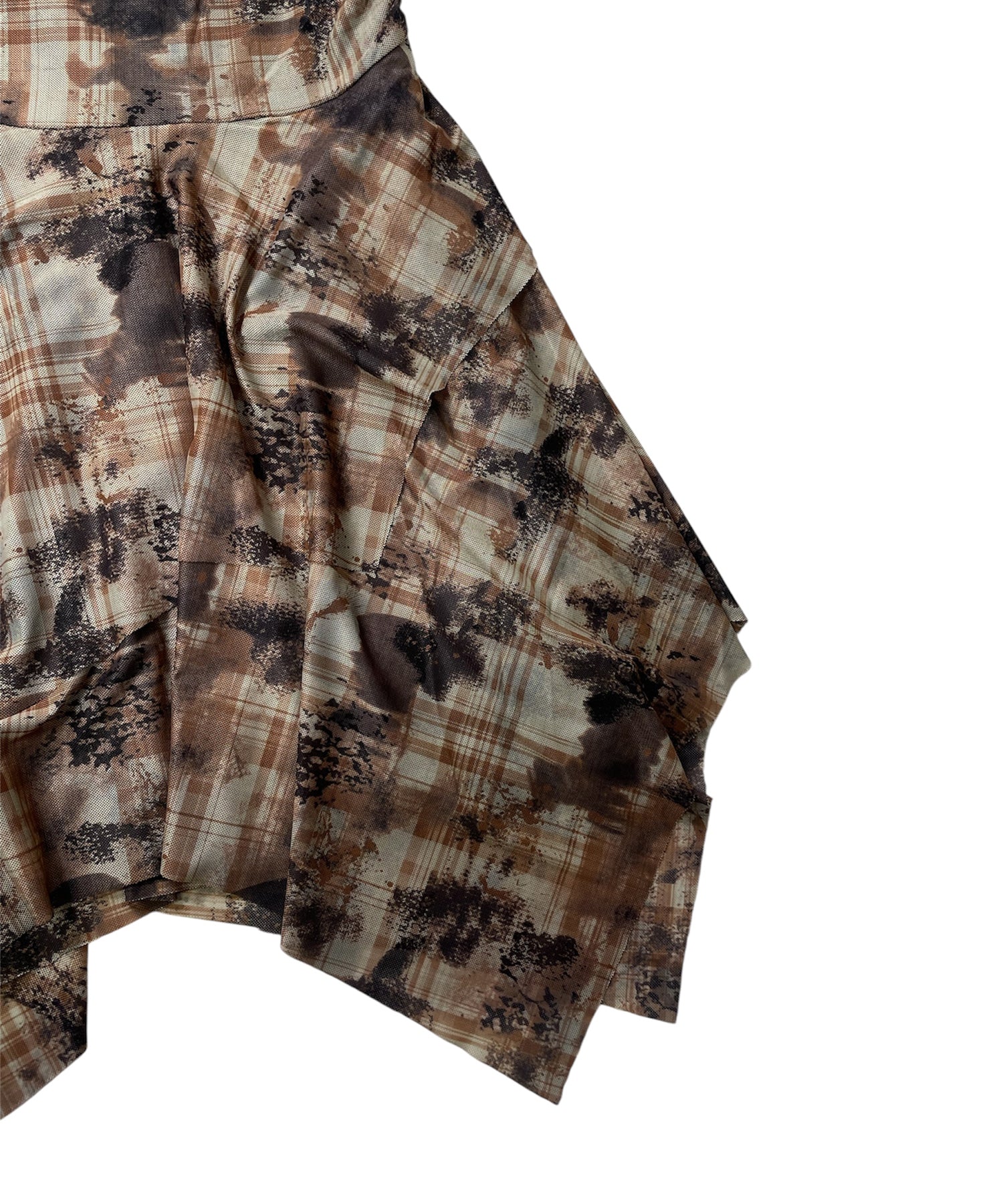 チェックチュールミニワンピース