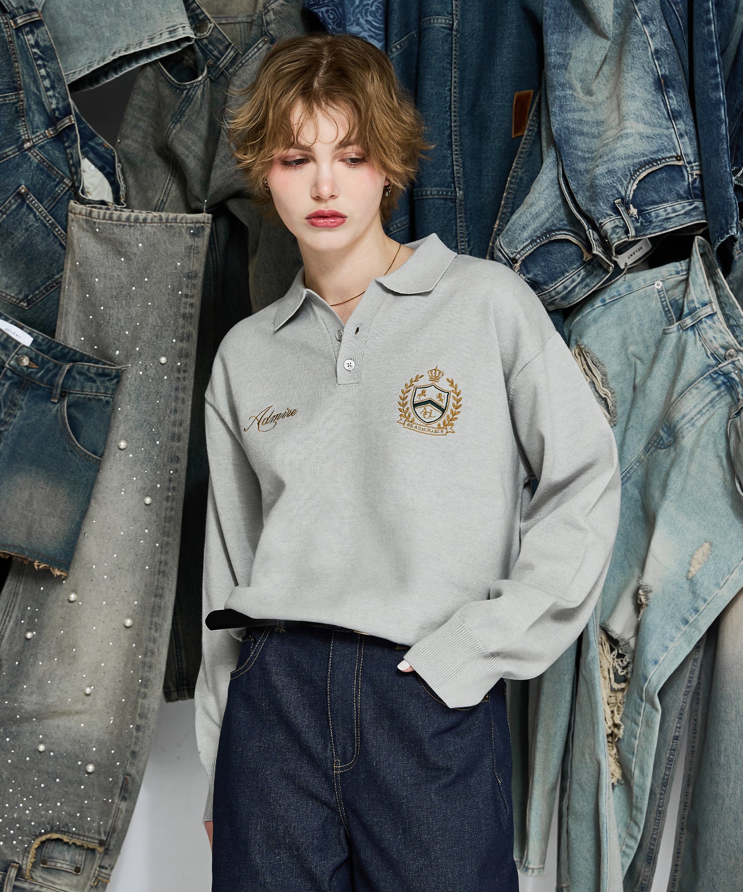 MODEL:170cm/COLOR:GRAY/SIZE:F