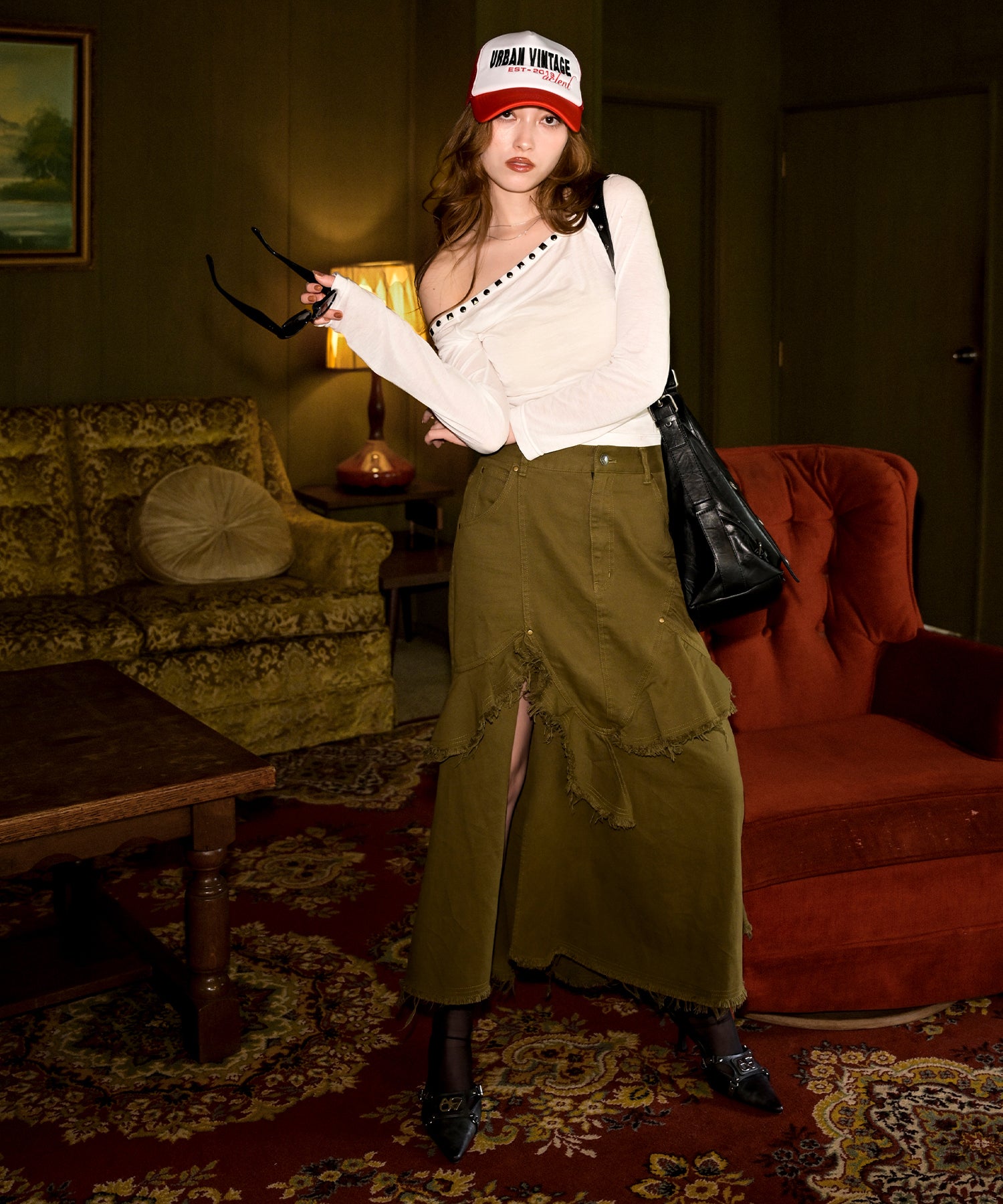 MODEL:163cm/COLOR:KHAKI/SIZE:M