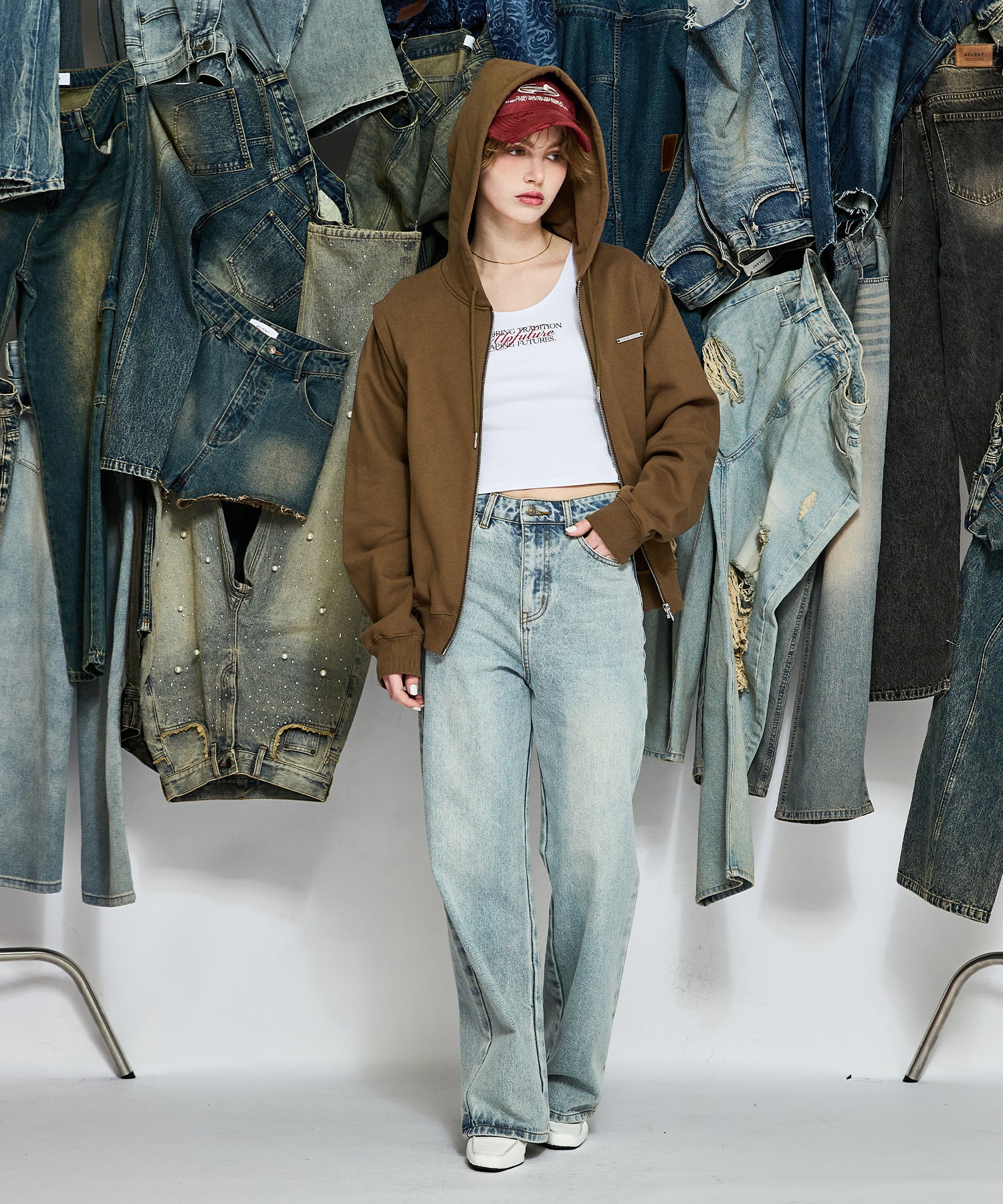 MODEL:170cm/COLOR:LIGHT BROWN/SIZE:F