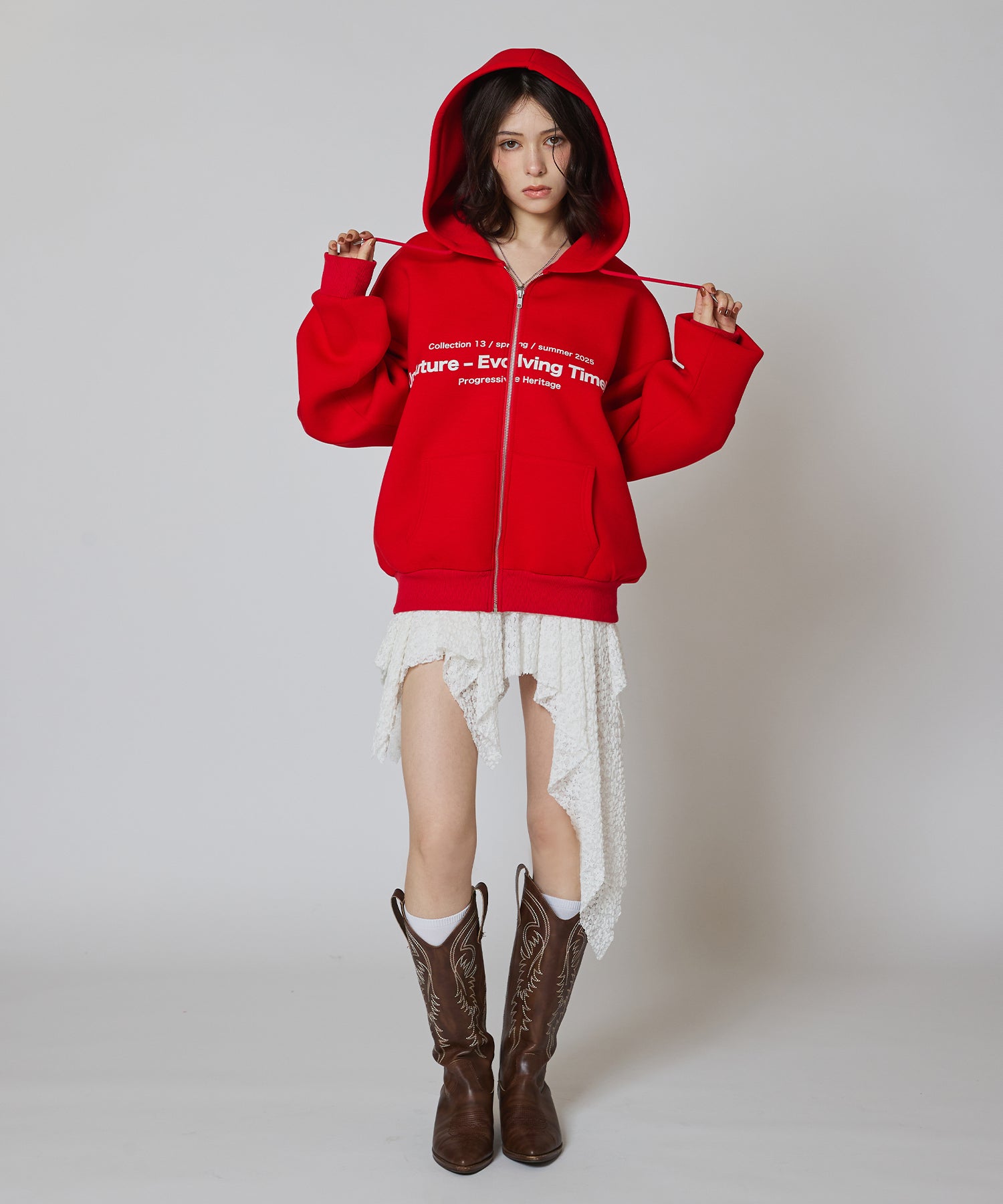 【渋谷109店限定カラー】MODEL:163cm/COLOR:RED/SIZE:F