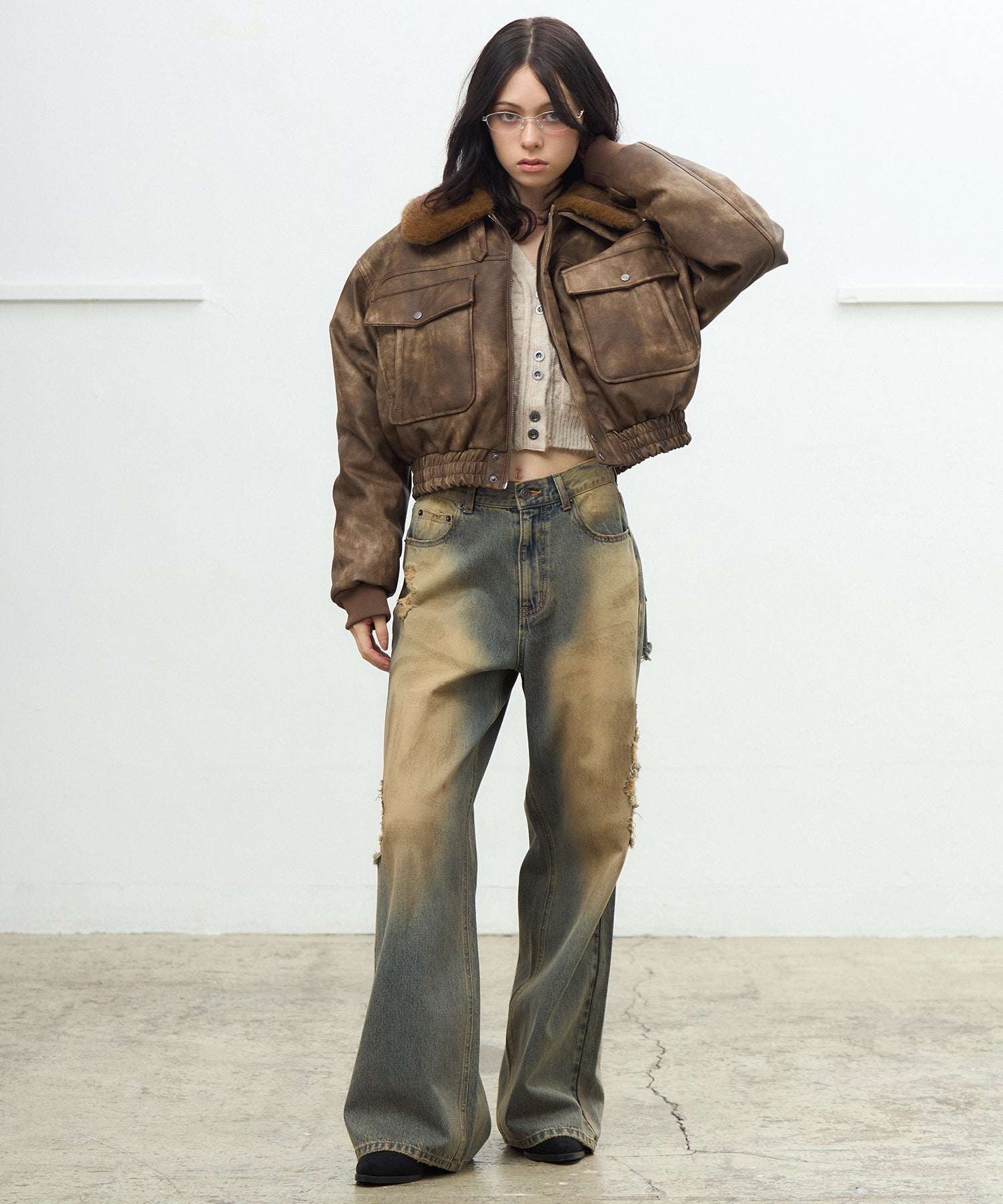MODEL:163cm/COLOR:BROWN/SIZE:F