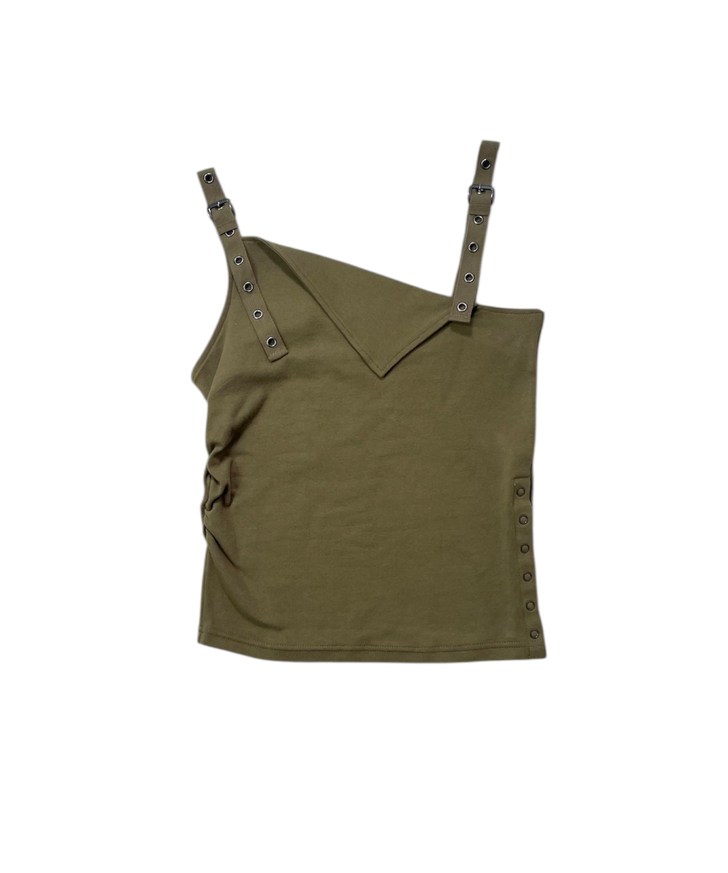 ベルトショルダーアシンメトリートップス