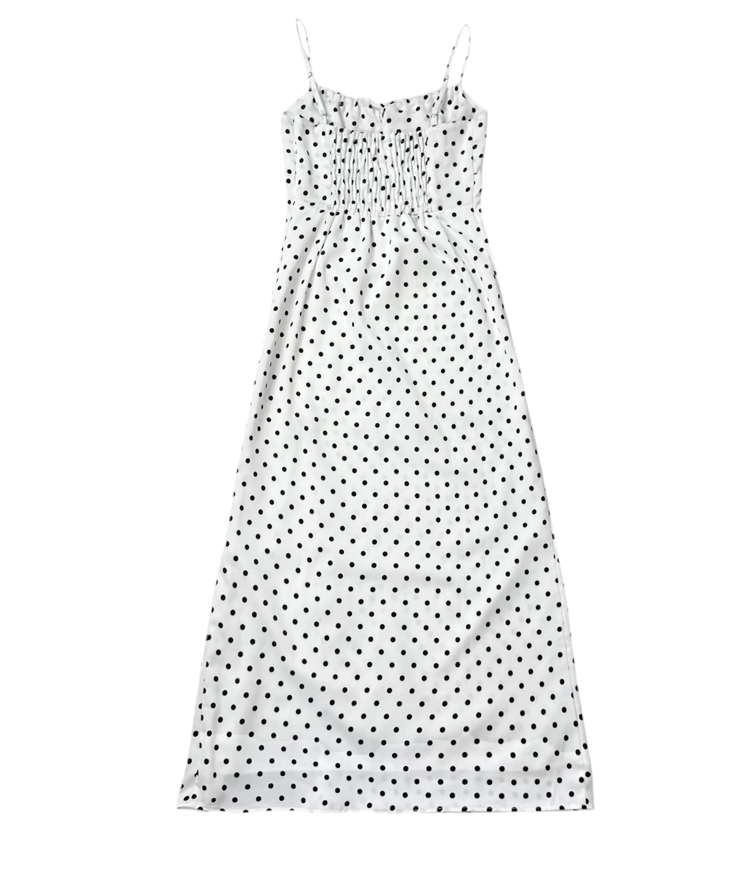 フロントスリットドットロングワンピース