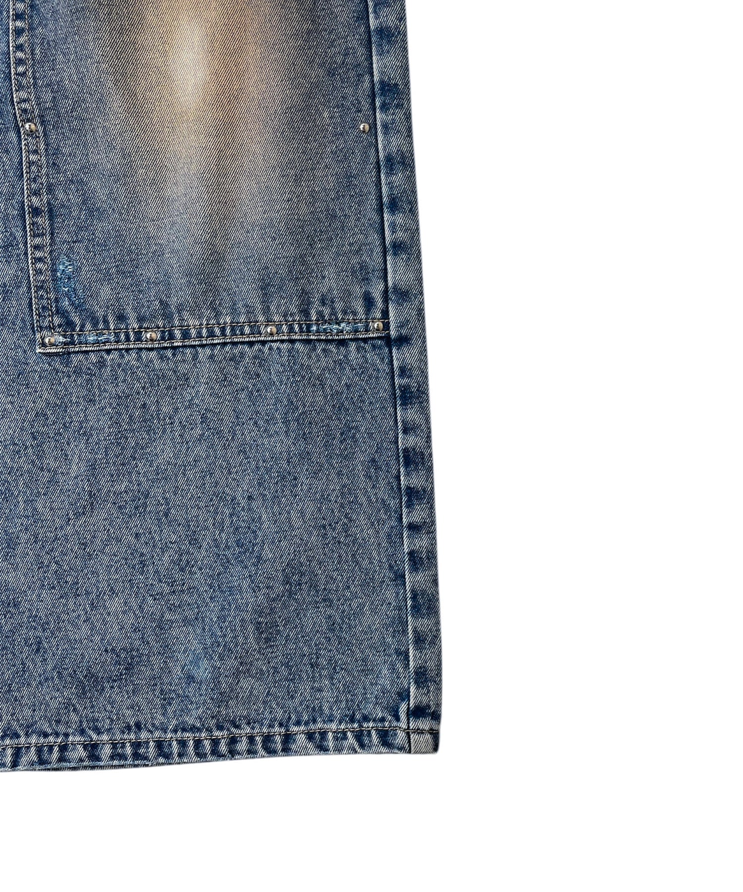 ダブルニーワイドストレートJ/Wデニムパンツ