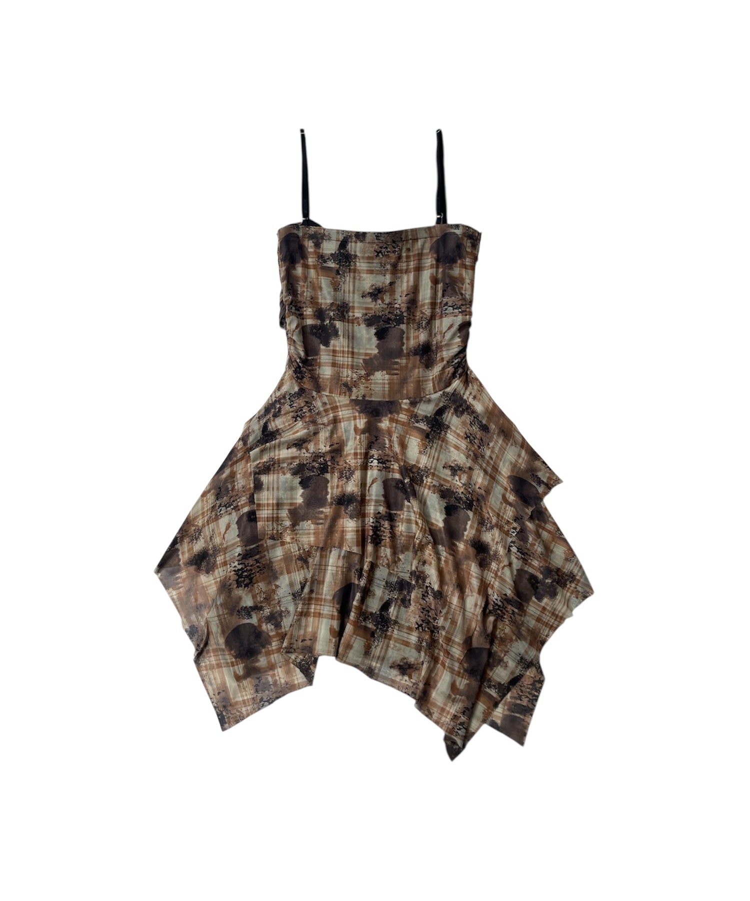 チェックチュールミニワンピース