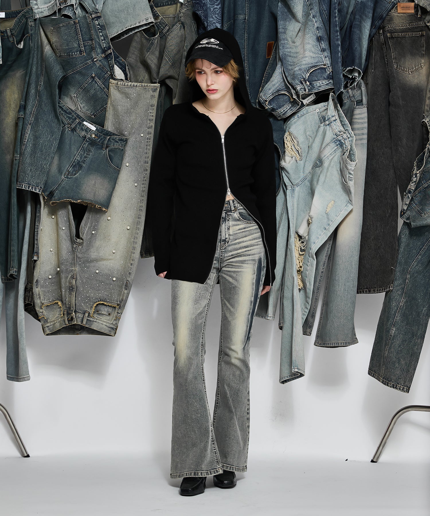 MODEL:170cm/COLOR:BLACK/SIZE:F