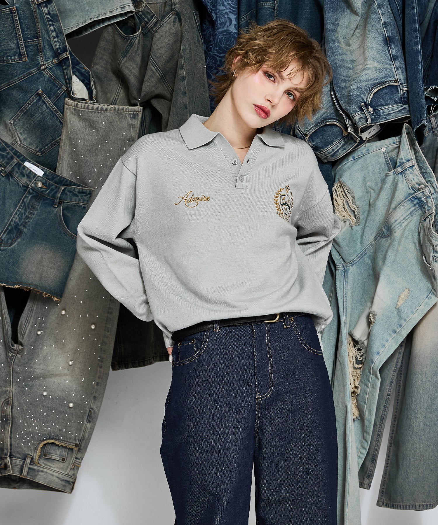 MODEL:170cm/COLOR:GRAY/SIZE:F