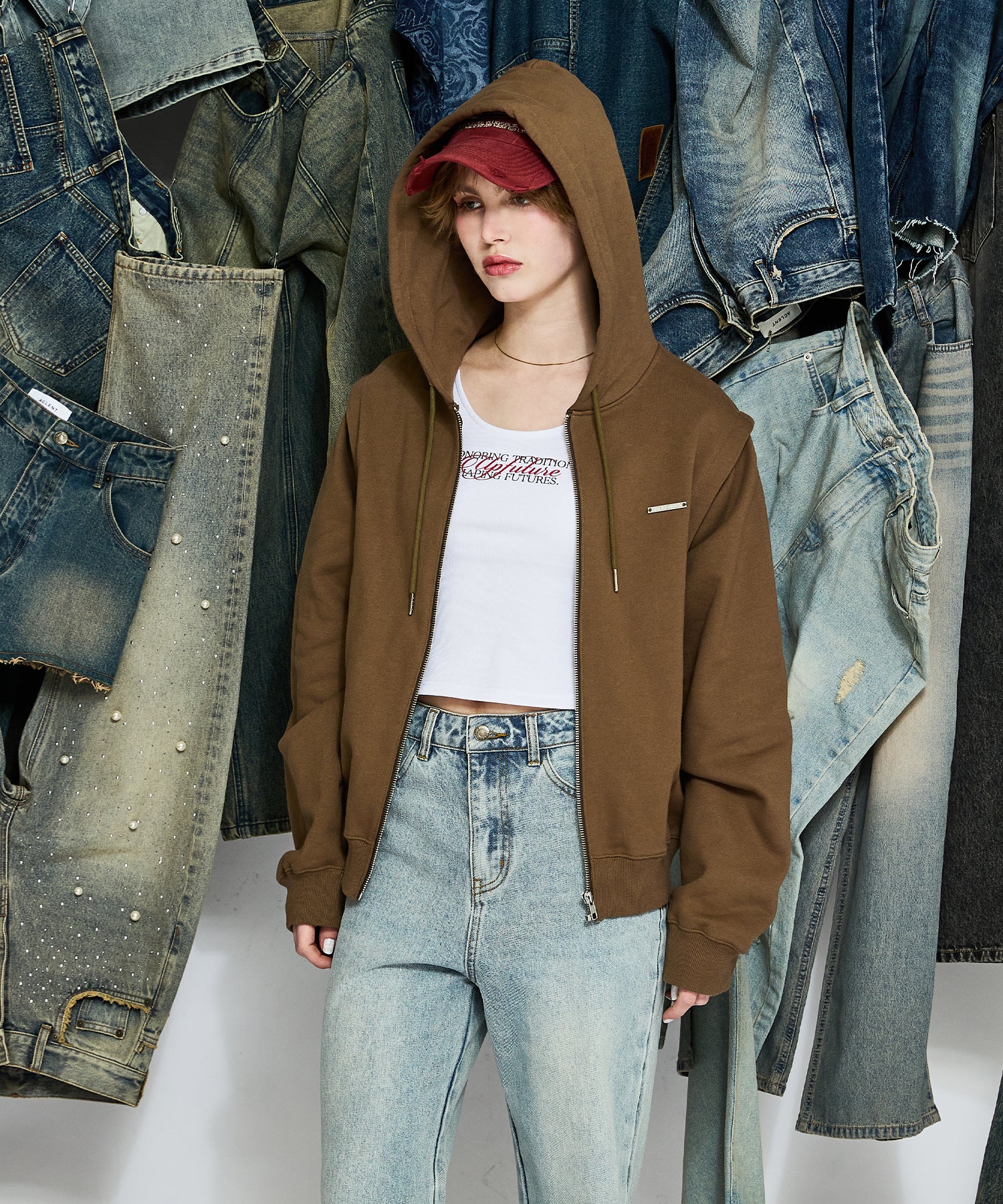 2wayオーバージップフーディー