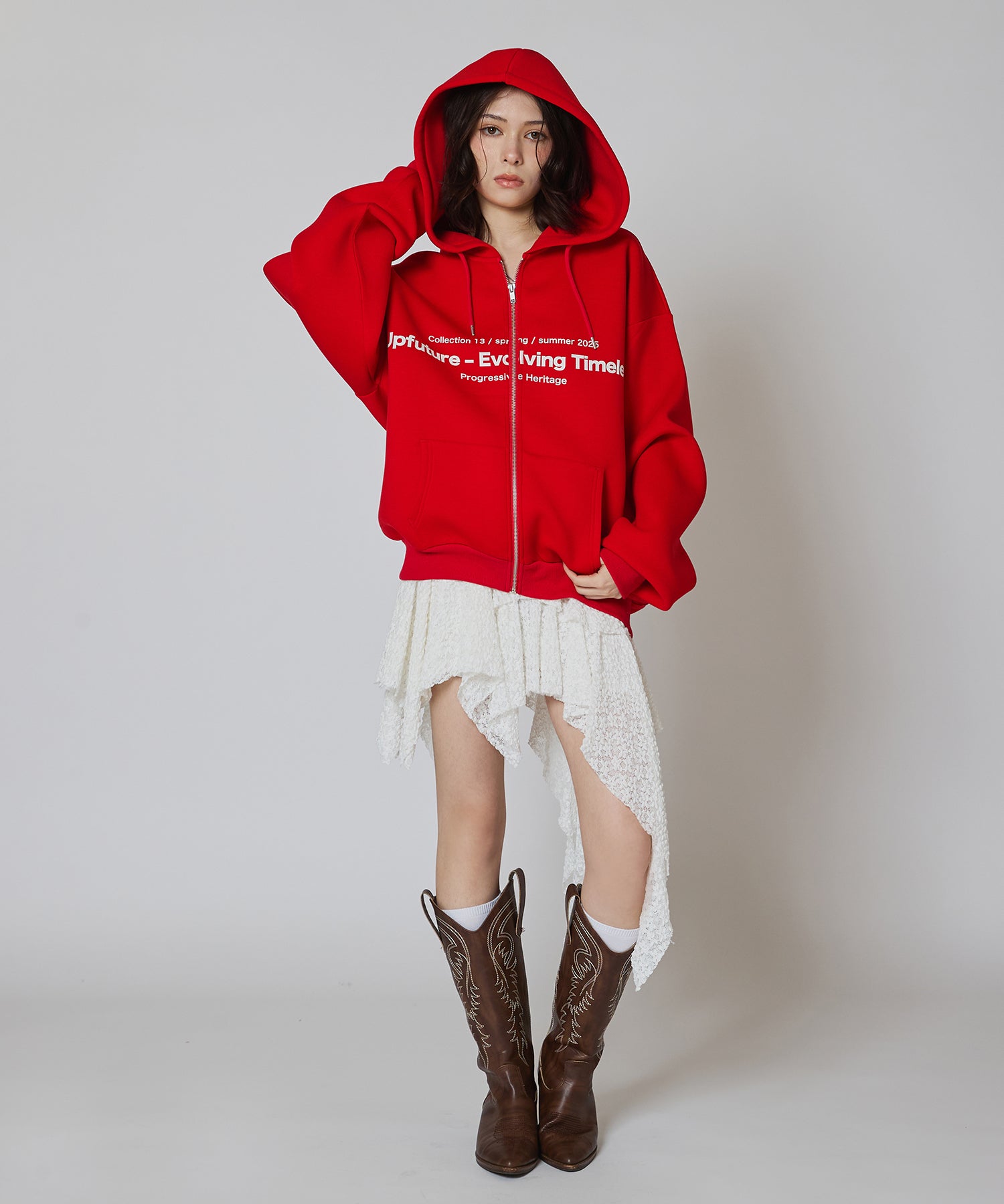 【渋谷109店限定カラー】MODEL:163cm/COLOR:RED/SIZE:F